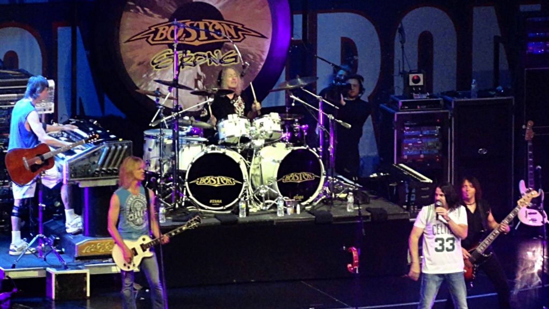 BOSTON--At the TD Garden: Boston, Mass.--an all-star lineup performed a benefit concert for the victims of the Boston Marathon terrorist attack in April 2013.  The band's name is Boston.