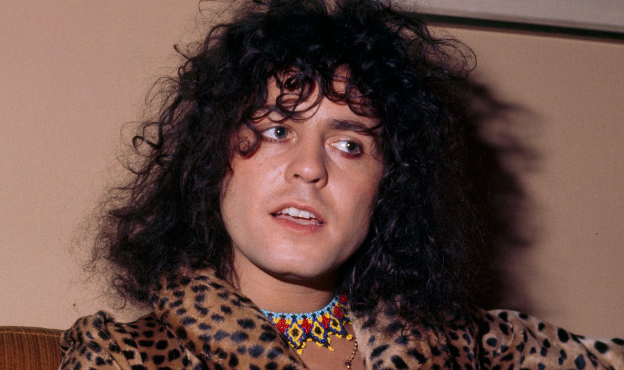 Marc Bolan COPENHAGEN, DENMARK: Marc Bolan of T Rex poses at the Palace Hotel in March 1973 in Copenhagen, Denmark.