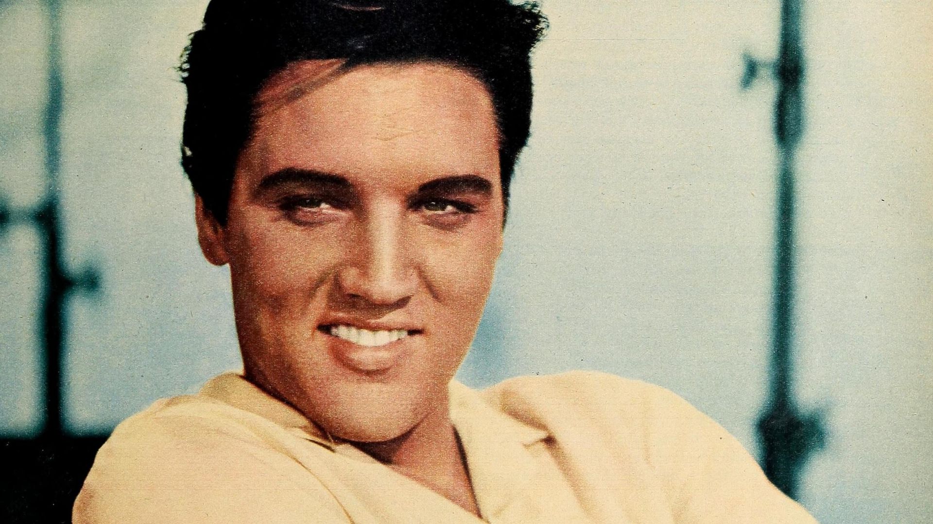 Portrait of Elvis Presley printed at the time he was leaving to join the army.