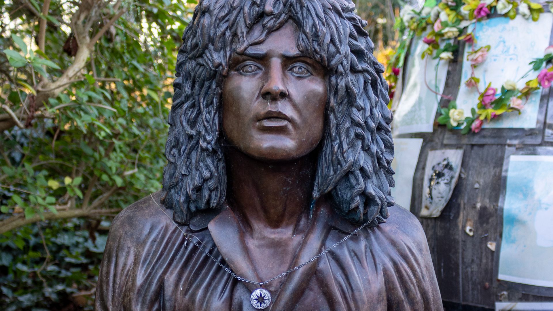 Marc Bolan's Rock Shrine at the site of his death, Barnes, London