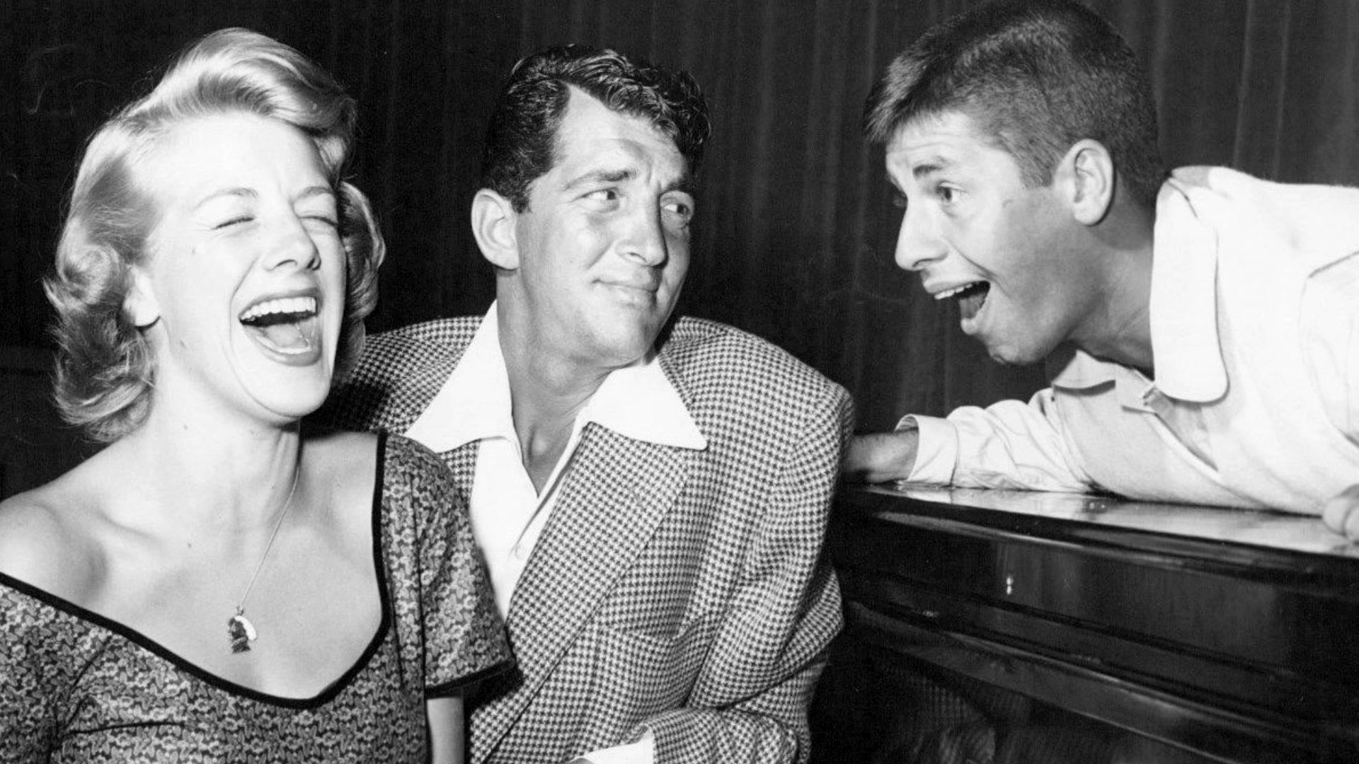 Photo of Rosemary Clooney, Dean Martin and Jerry Lewis from the radio and television program The Colgate Comedy Hour.  In television's early days, programs were often broadcast on radio and television.  Martin and Lewis were the hosts of the show at this time.
