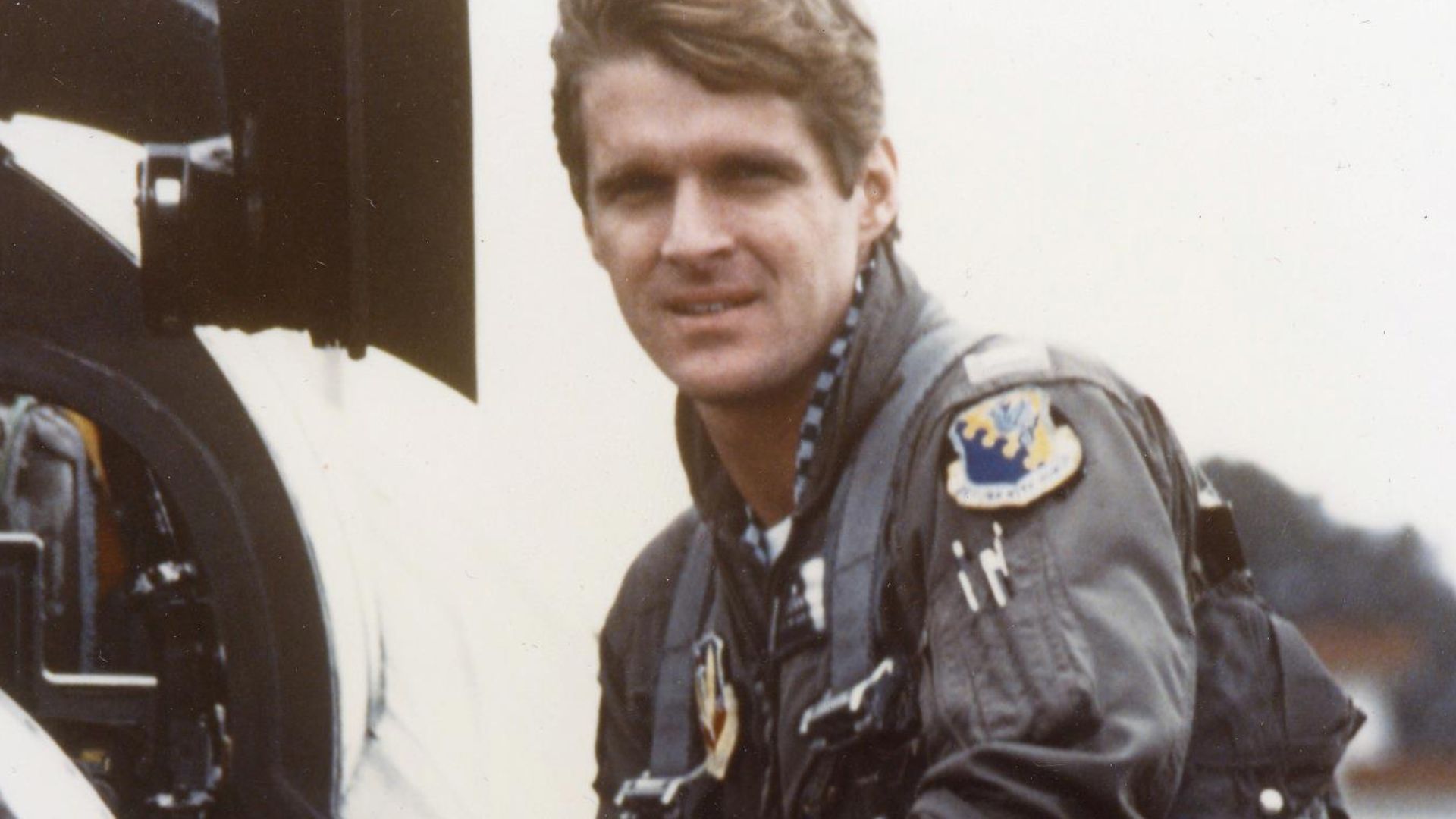 Capt. Martin posing with a USAF F-4 phantom. He was assigned to the 196th Tactical Fighter Squadron, 163rd Tactical Fighter Group.