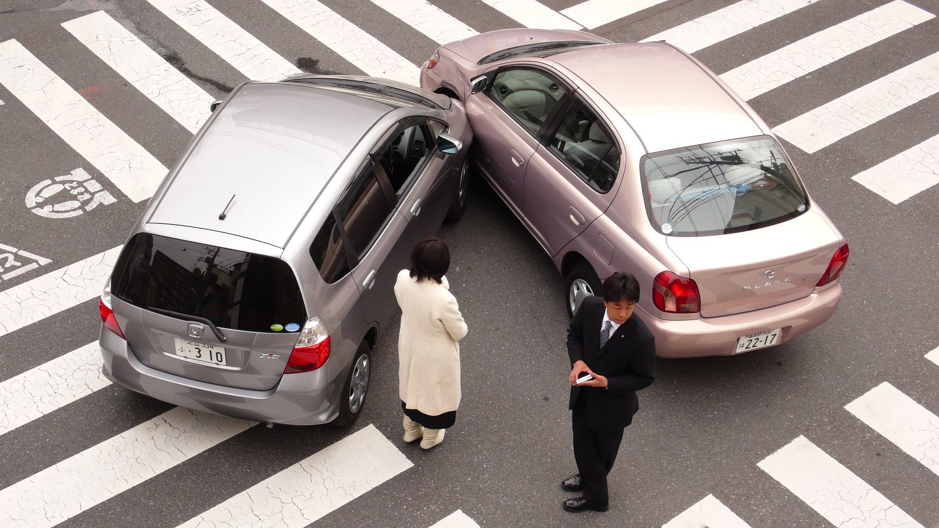 A car accident in Tokyo, Japan.