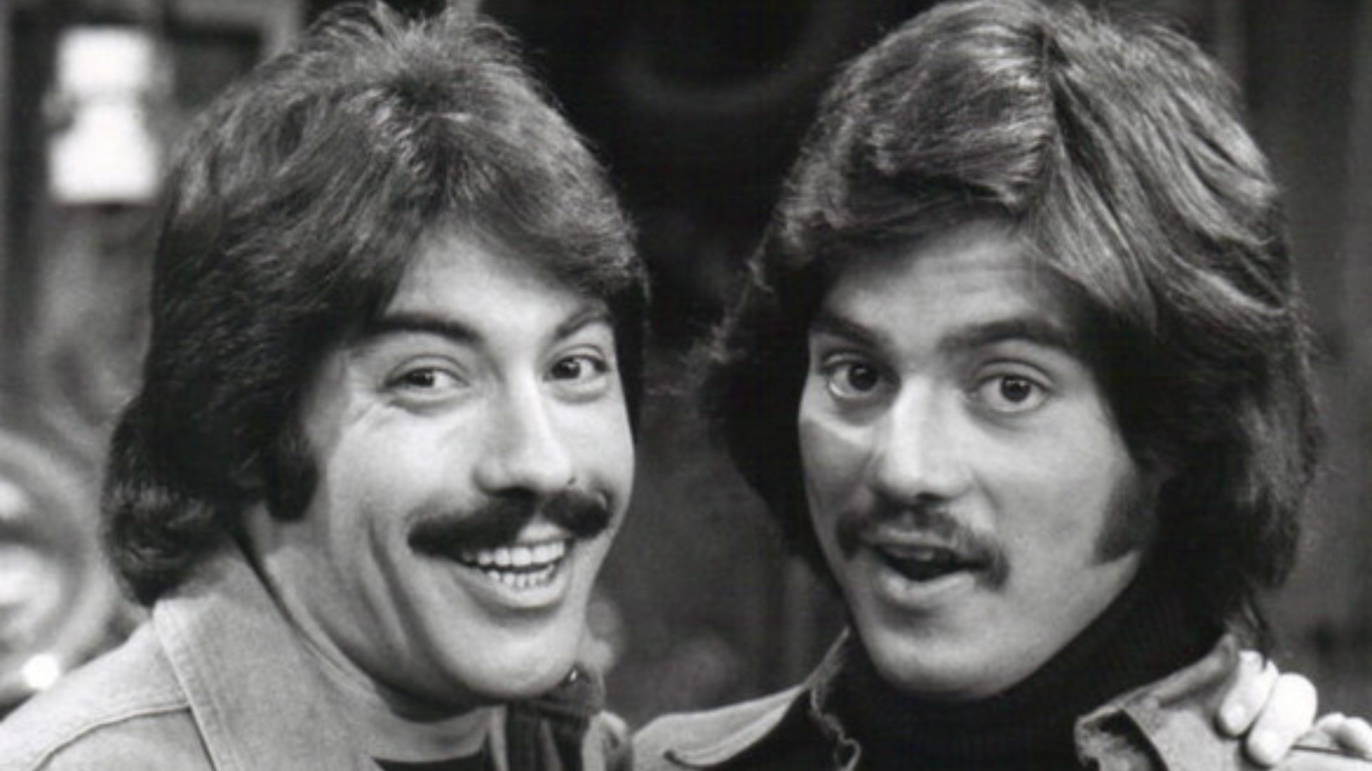 Photo of Tony Orlando (left) and Freddie Prinze from the television program Chico and the Man.  In this episode, Chico (Prinze) meets his lookalike (Orlando, guest star), who is the former boyfriend of the girl he's currently seeing.