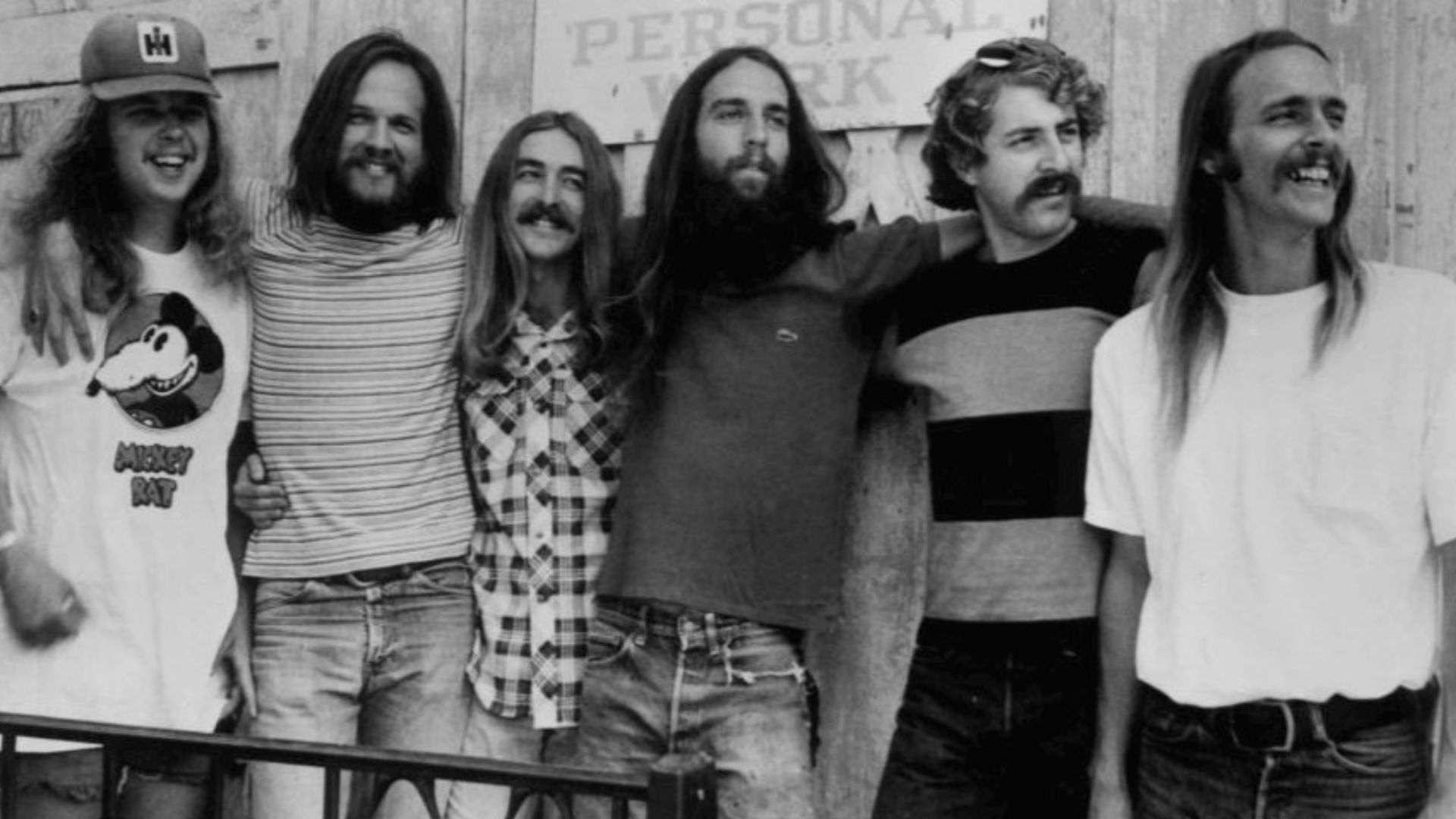 Publicity photo of the musical group Ozark Mountain Daredevils.  From left: Buddy Brayfield, John Dillon, Larry Lee, Mike