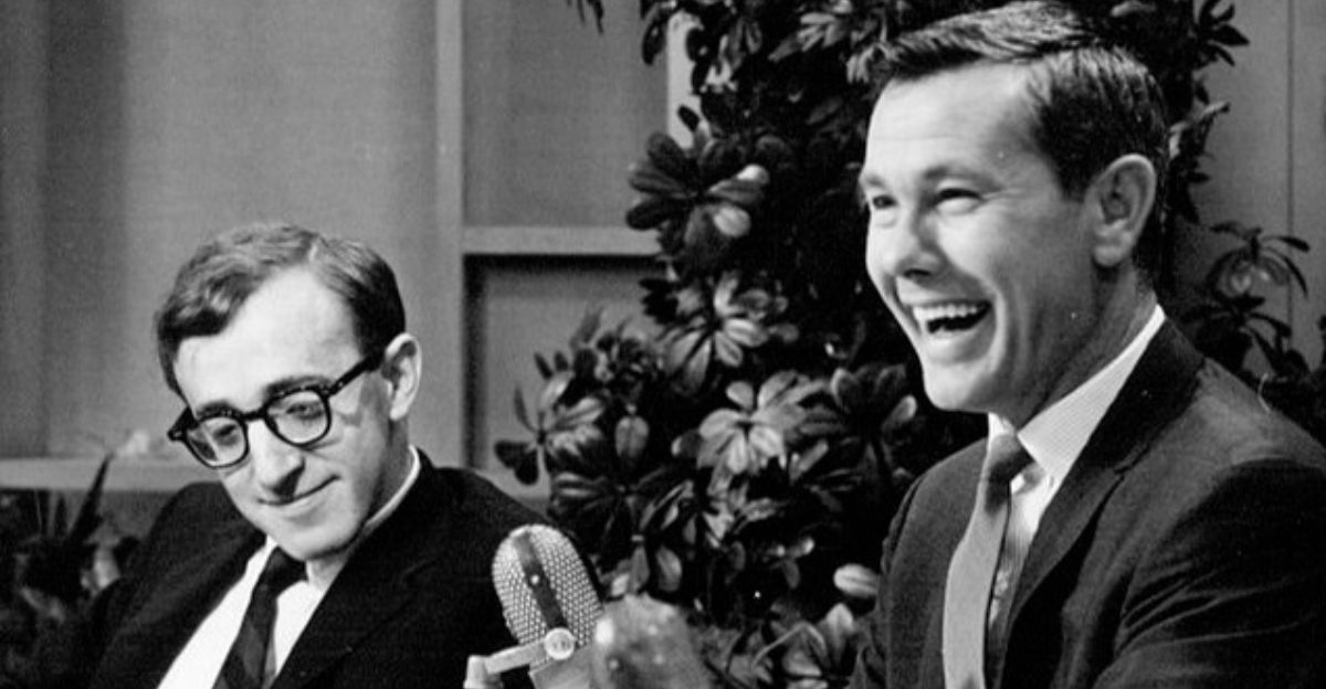 Photo of Johnny Carson and guest Woody Allen from The Tonight Show.