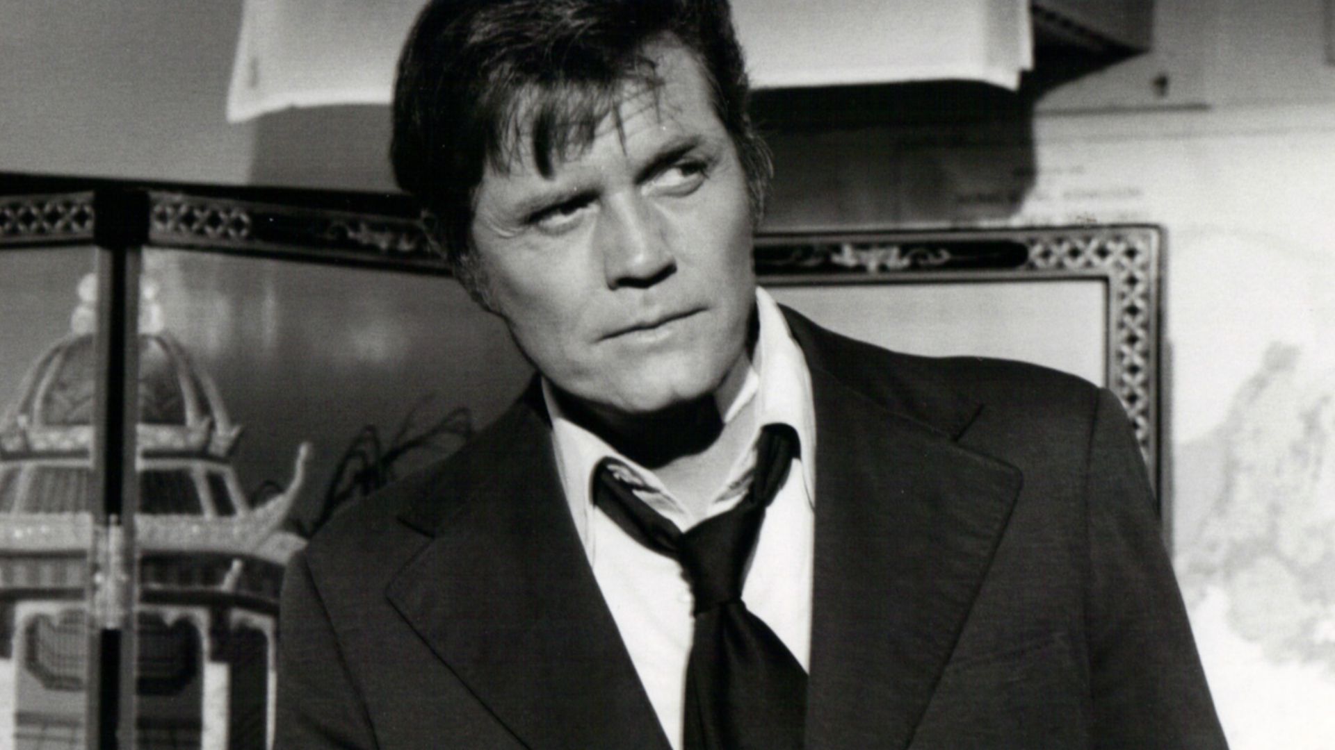 Photo of Jack Lord as Steve McGarrett from the television program Hawaii Five-O. This is the premiere episode of the show's ninth year, and the storyline is that McGarrett was pulled from the water in Hong Kong, suffering from amnesia and unable to recall why he was there.
