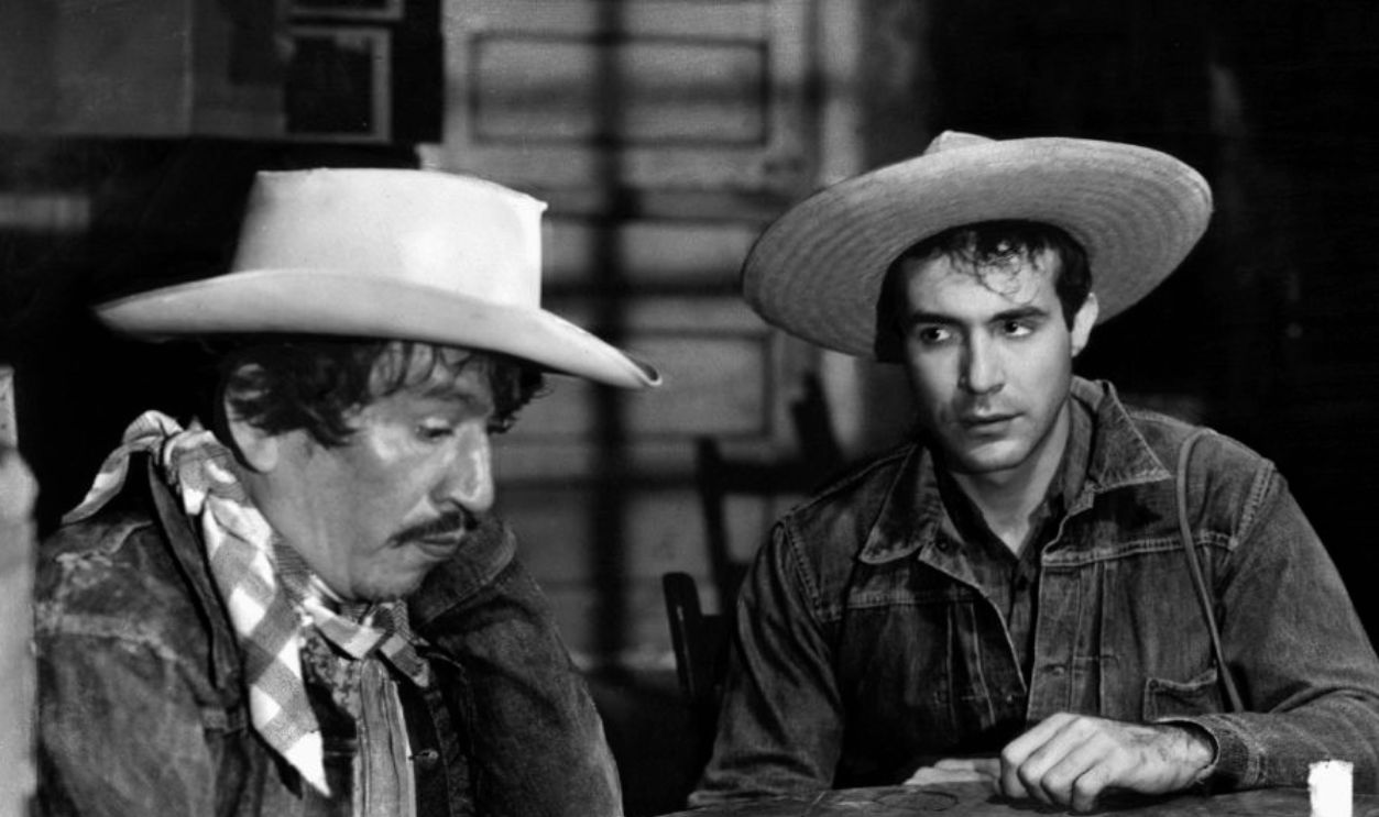 Kino. Tödliche Grenze, (BORDER INCIDENT) USA, 1949 s/w, Regie: Anthony Mann, RICARDO MONTALBAN (re), Stichwort: Spielkarten, Kartenspiel, Mexikaner. 