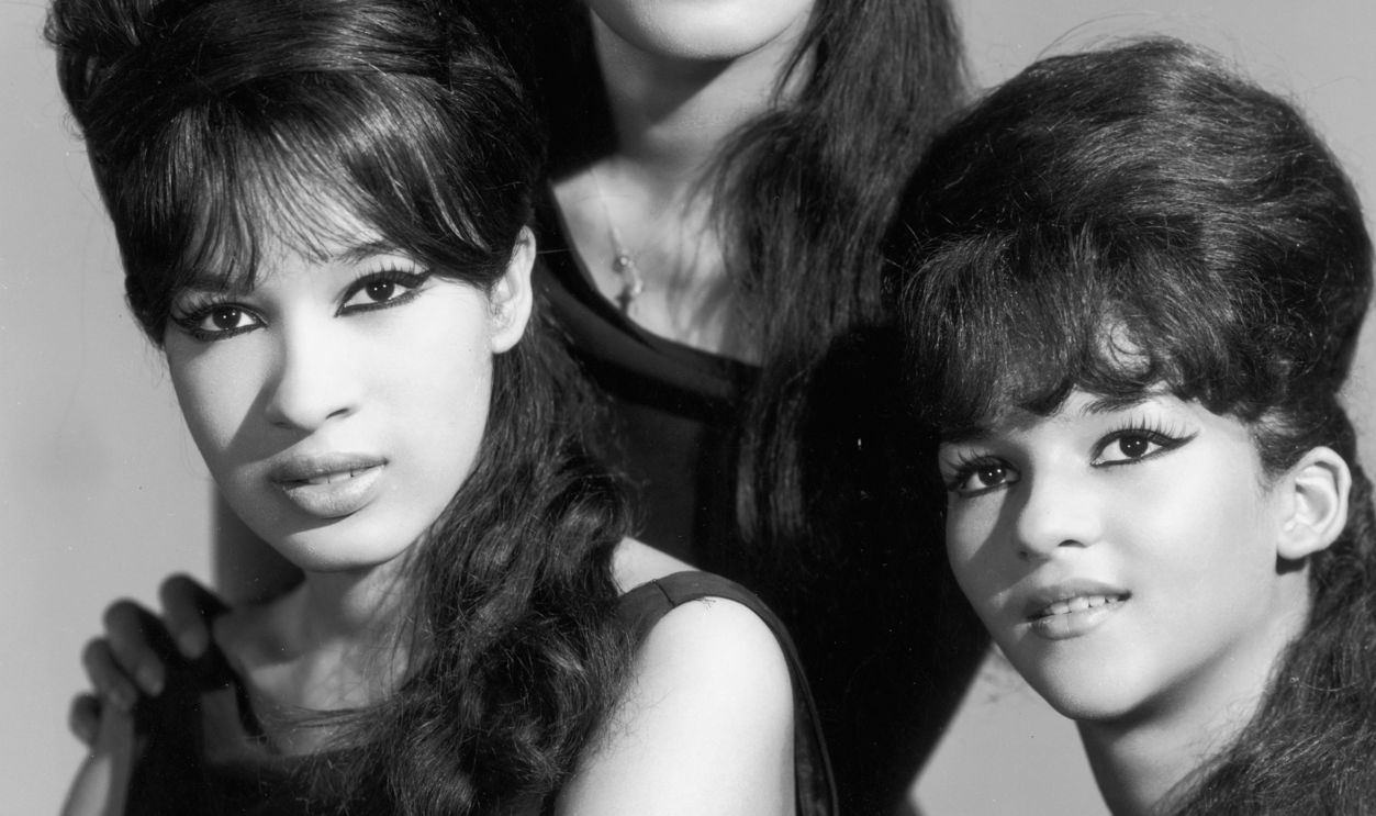 The Ronettes circa 1965: Portrait of the American singing group The Ronettes, comprised of Estelle Bennett, Veronica Bennett, and Nedra Talley.