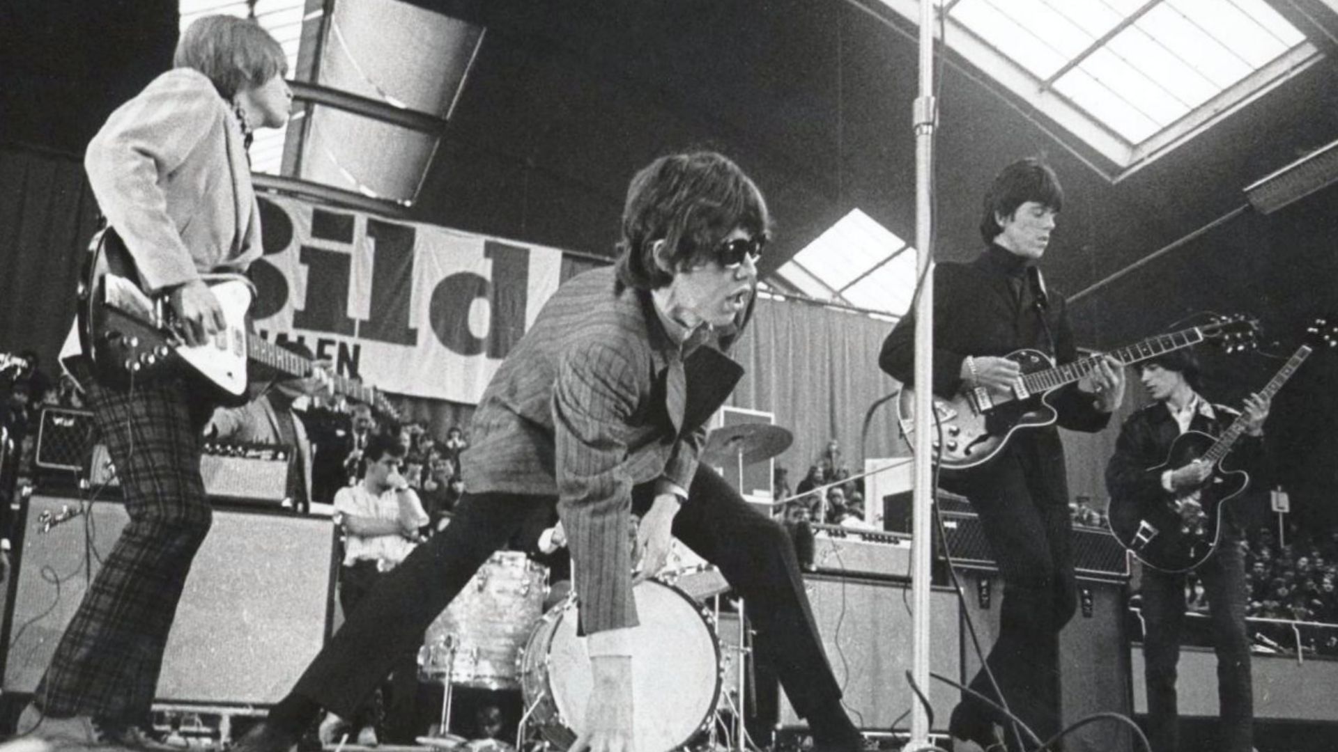 Brian Jones, Mick Jagger, Keith Richards and Bill Wyman at the Kungliga tennishallen