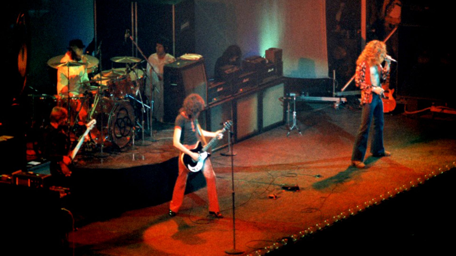 Led Zeppelin performing at Chicago Stadium in 1975