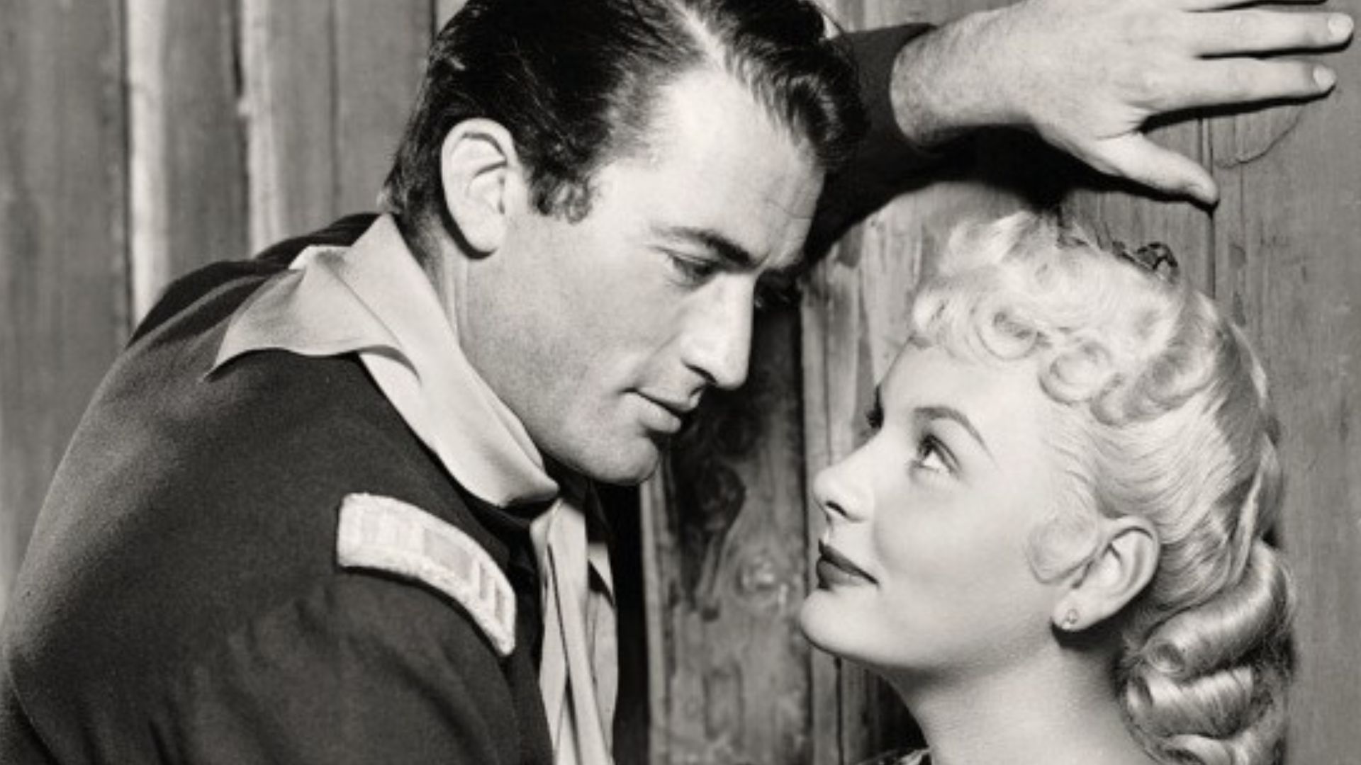 Gregory Peck & Barbara Payton in Only the Valiant - publicity still (cropped)