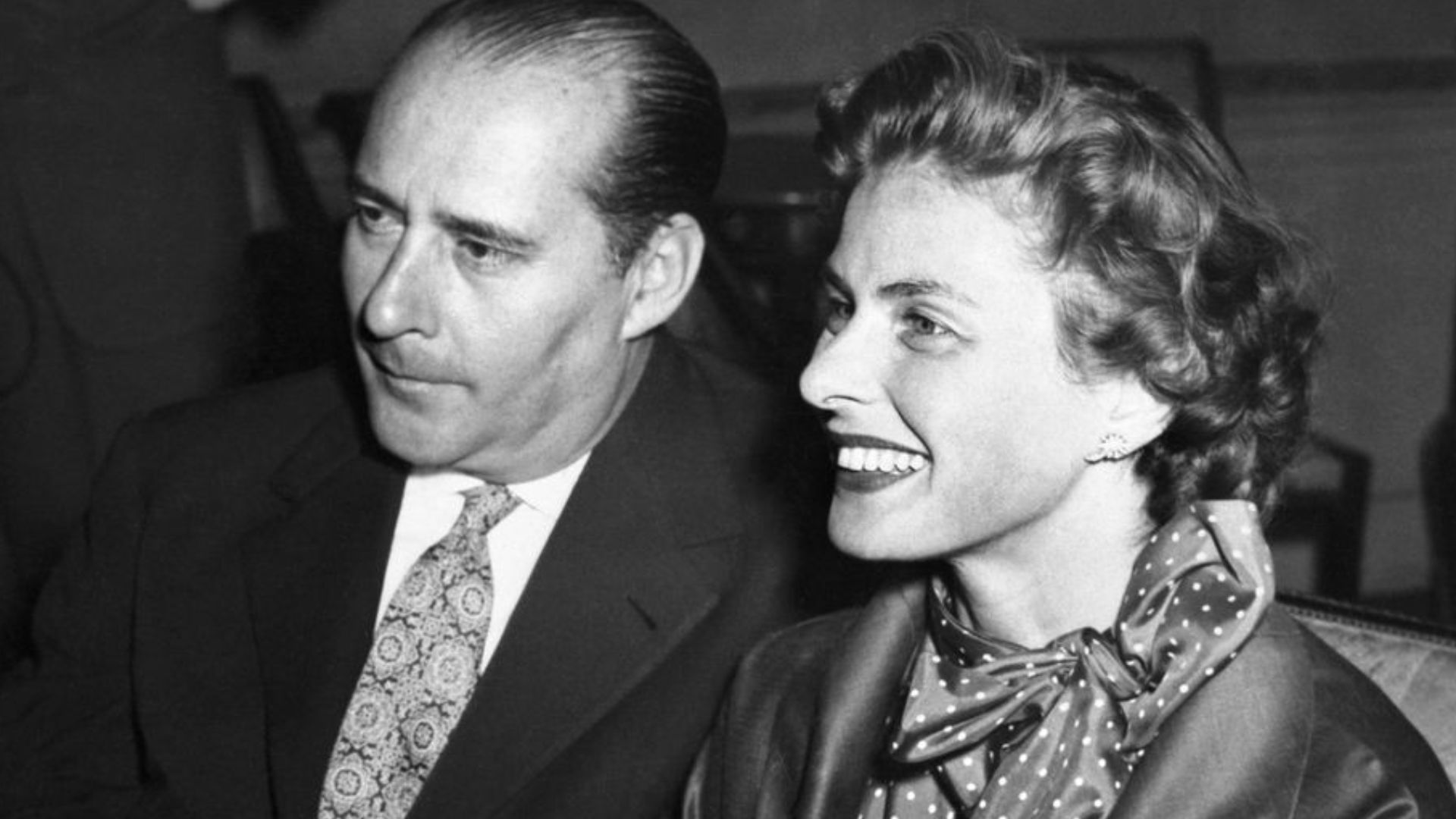 Photo of Ingrid Bergman and Roberto Rossellini.