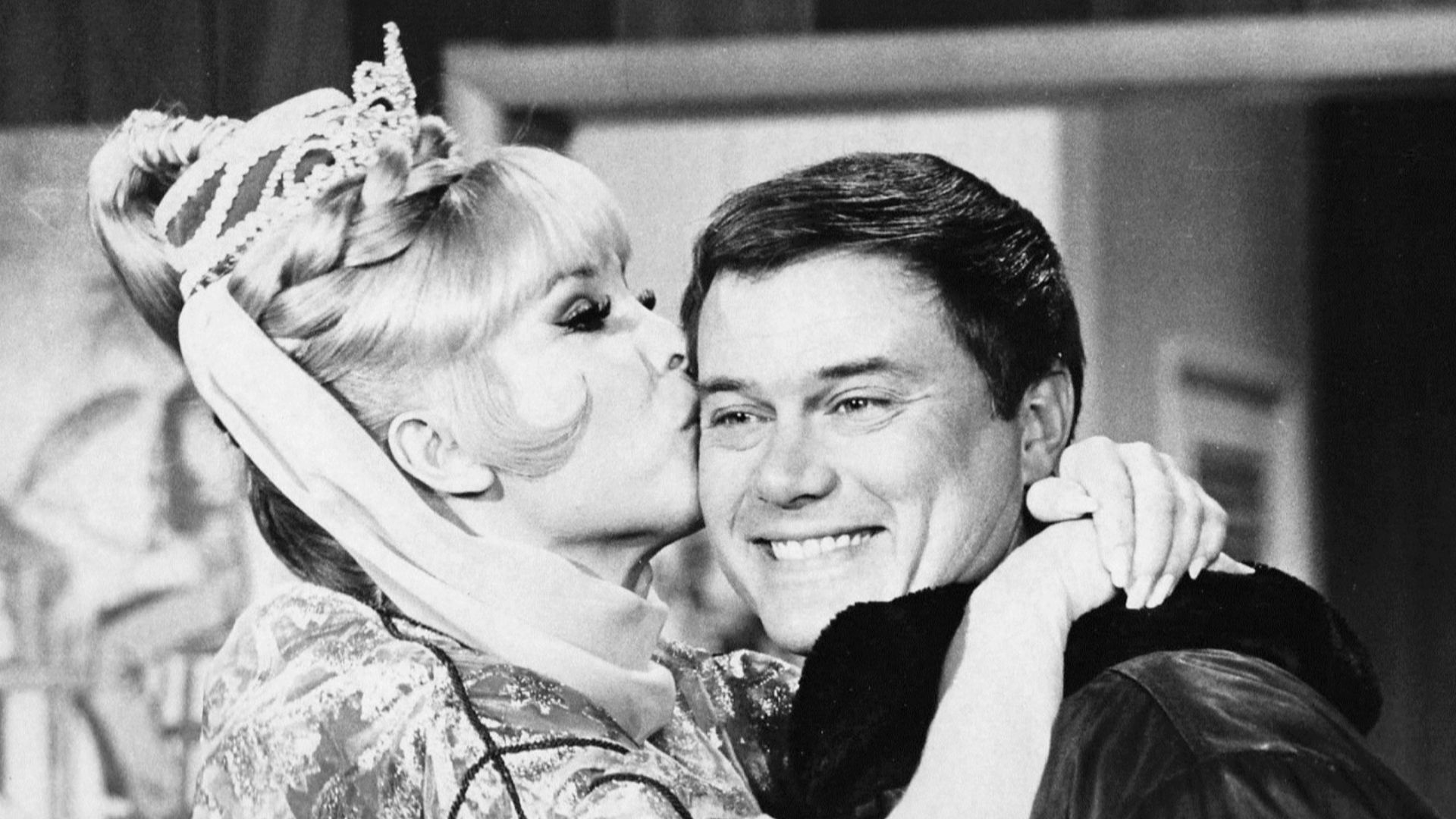 Photo of Barbara Eden and Larry Hagman from the television comedy w:I Dream of Jeannie. Tony finally proposes and Jeannie accepts.