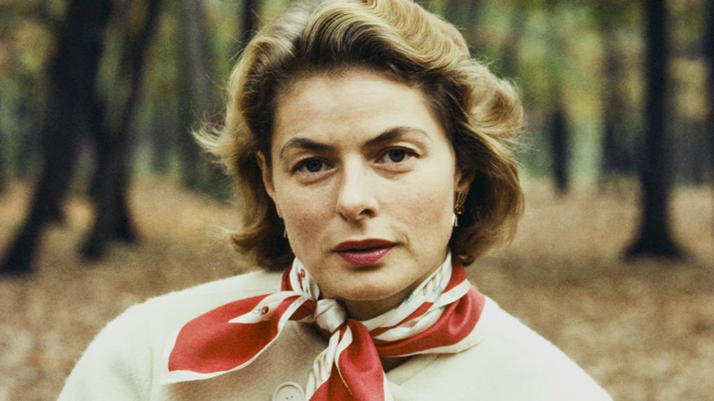 Actress Ingrid Bergman Swedish actress Ingrid Bergman (1915 - 1982) sitting outside in the woods circa 1960