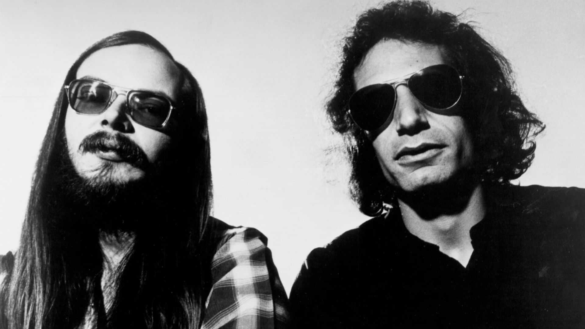 Walter Becker and Donald Fagen in a promotional photo for Steely Dan's 1977 album Aja