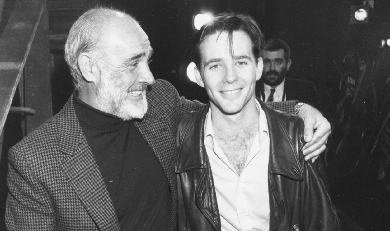 Actor Sean Connery and his son Jason on the set of the latter's new play, April 16th 1988.