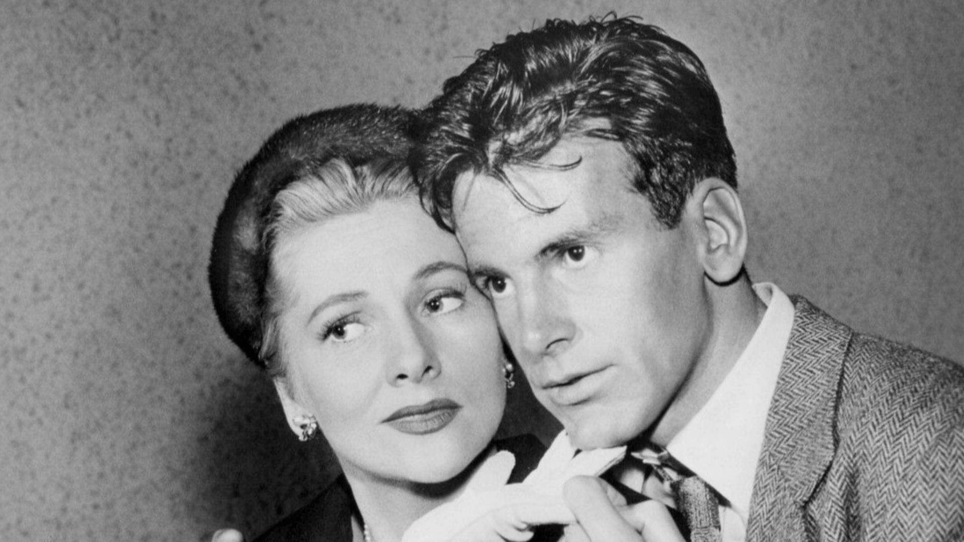 Photo of Joan Fontaine and Maximilian Schell from the Desilu Playhouse presentation of the drama Perilous.