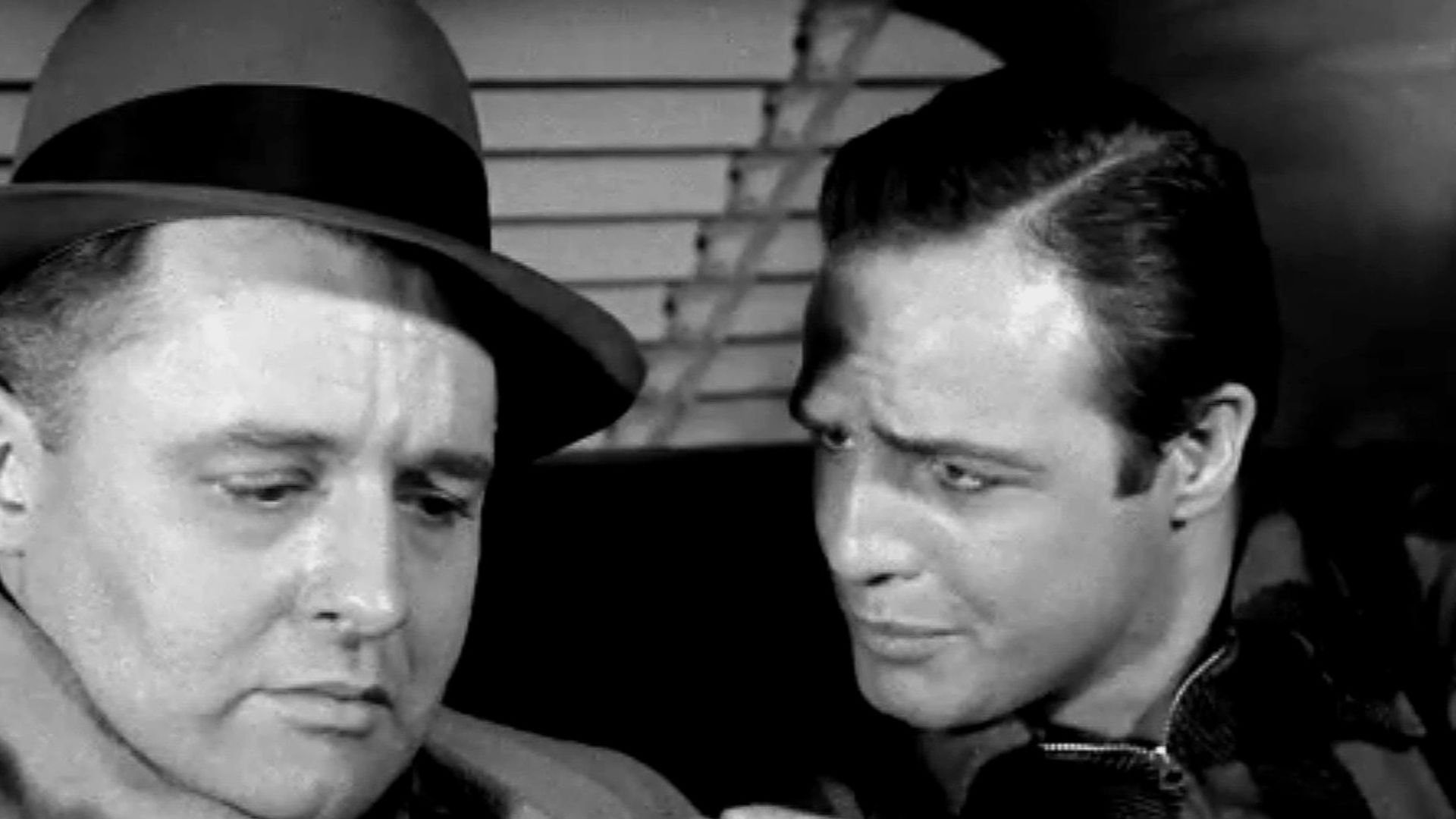 Rod Steiger and Marlon Brando in On the Waterfront from the trailer for the film.