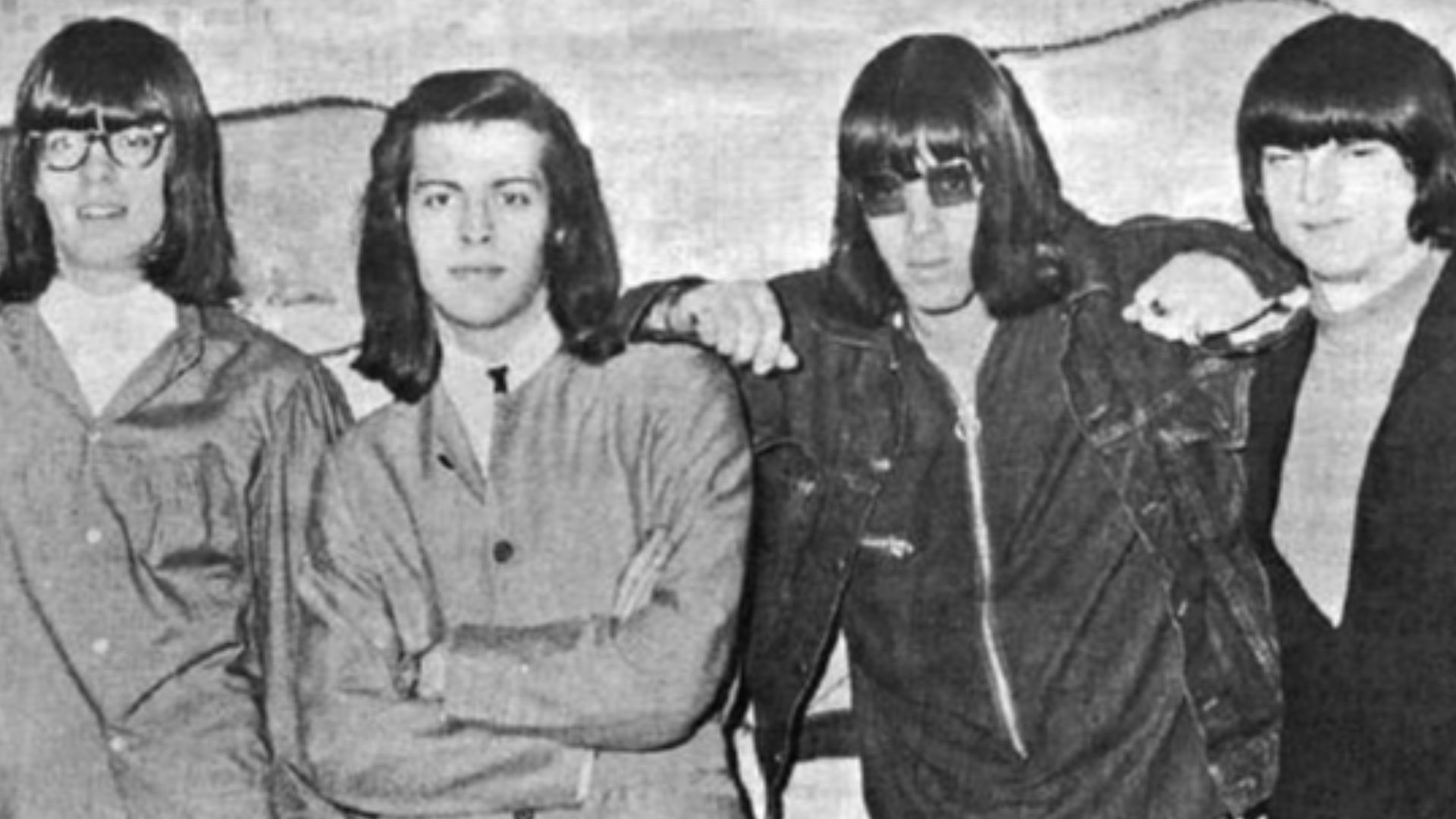 Photo of the rock group The Seeds.  From left-Rick Andridge, Daryl Hooper, Sky Saxon and Jan Savage.