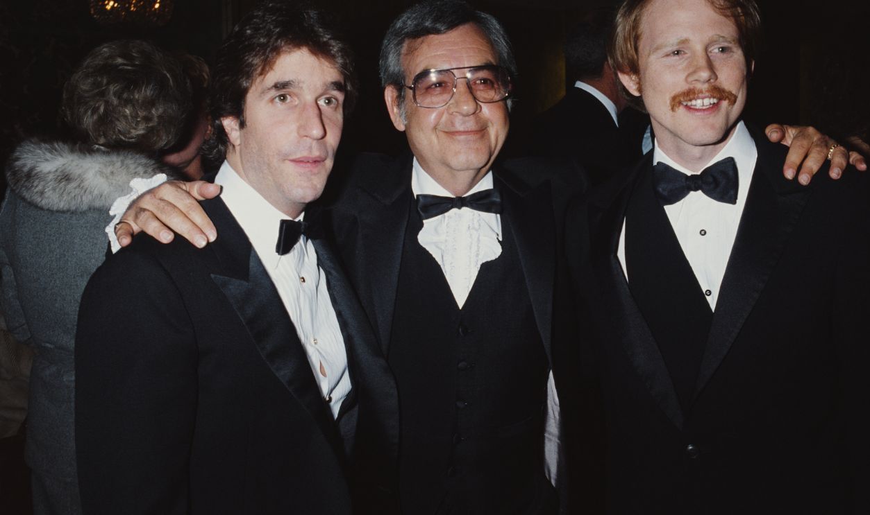 Happy Days Stars From left to right, 'Happy Days' co-stars Henry Winkler, Tom Bosley and Ron Howard, 1981.