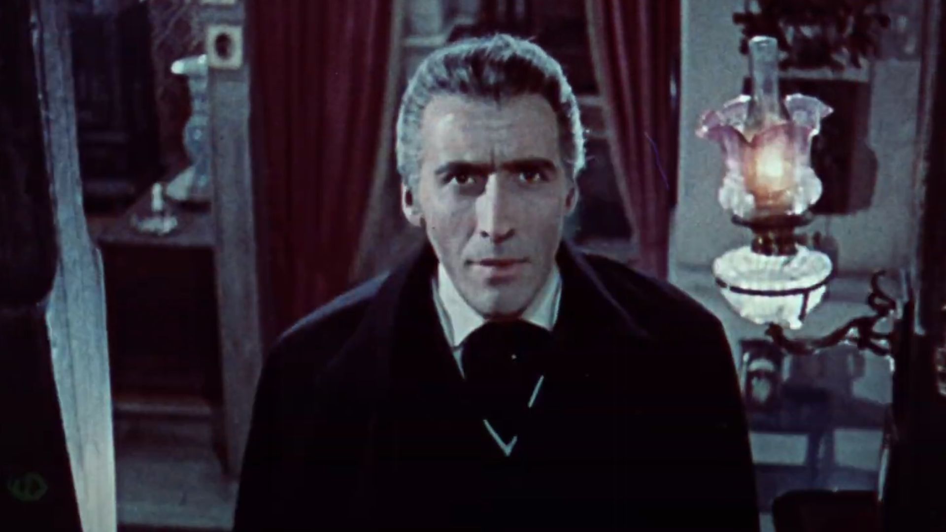 A screenshot from the trailer for Dracula (1958), a Hammer Horror production.