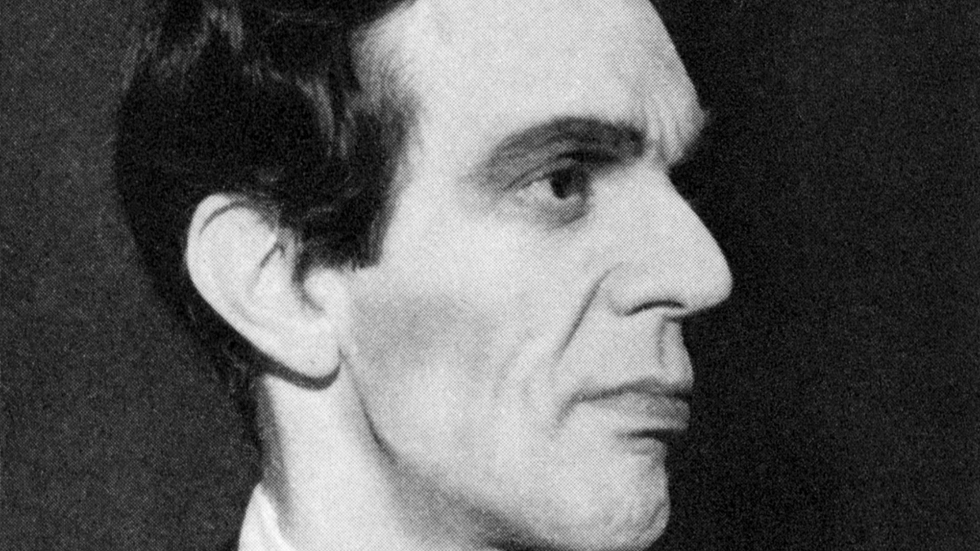 Promotional photograph for the premiere of Robert E. Sherwood's play Abe Lincoln in Illinois, starring Raymond Massey
Caption reads as follows:On October 15th at the Plymouth Theatre, the eminent group of playwrights known as the Playwrights Company will present their second offering of the season, Robert E. Sherwood's Abe Lincoln in Illinois, with Raymond Massey as a young Lincoln who wanted principally to be let alone, who was forced more and more by the pressure of circumstances into marriage with Mary Todd and the political battles that made him immortal.