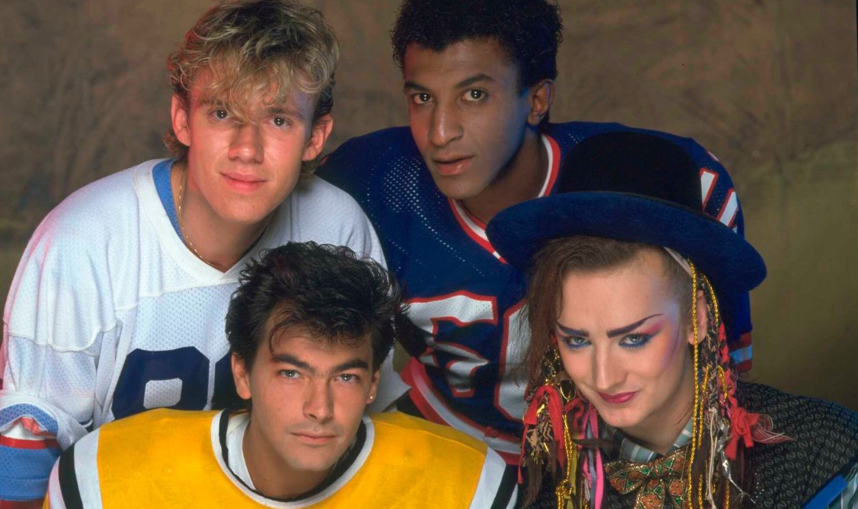(Clockwise from top left) Roy Hay, Mikey Craig, Boy George and Jon Moss of English new wave group Culture Club, circa 1983.