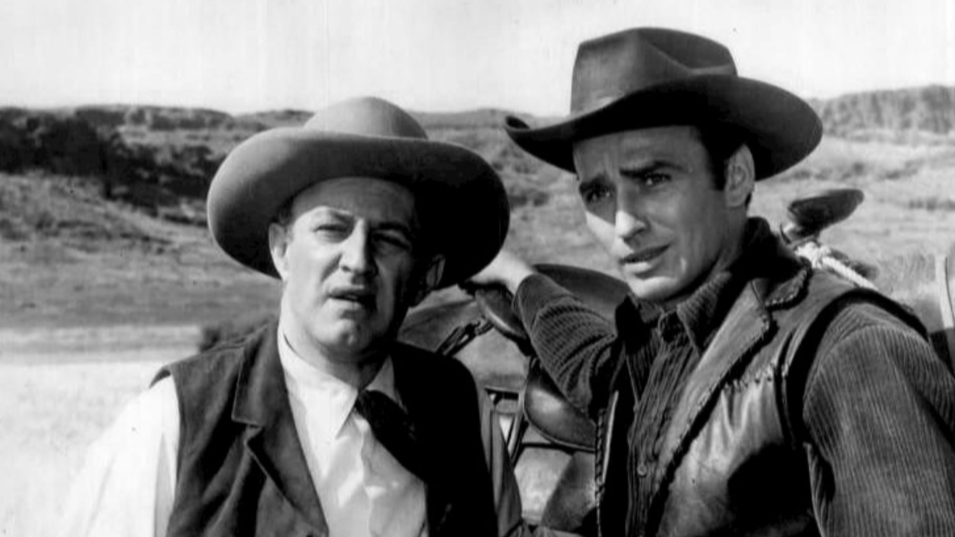 Photo of Lee J. Cobb as Judge Garth and James Drury as the Virginian from the television program The Virginian.