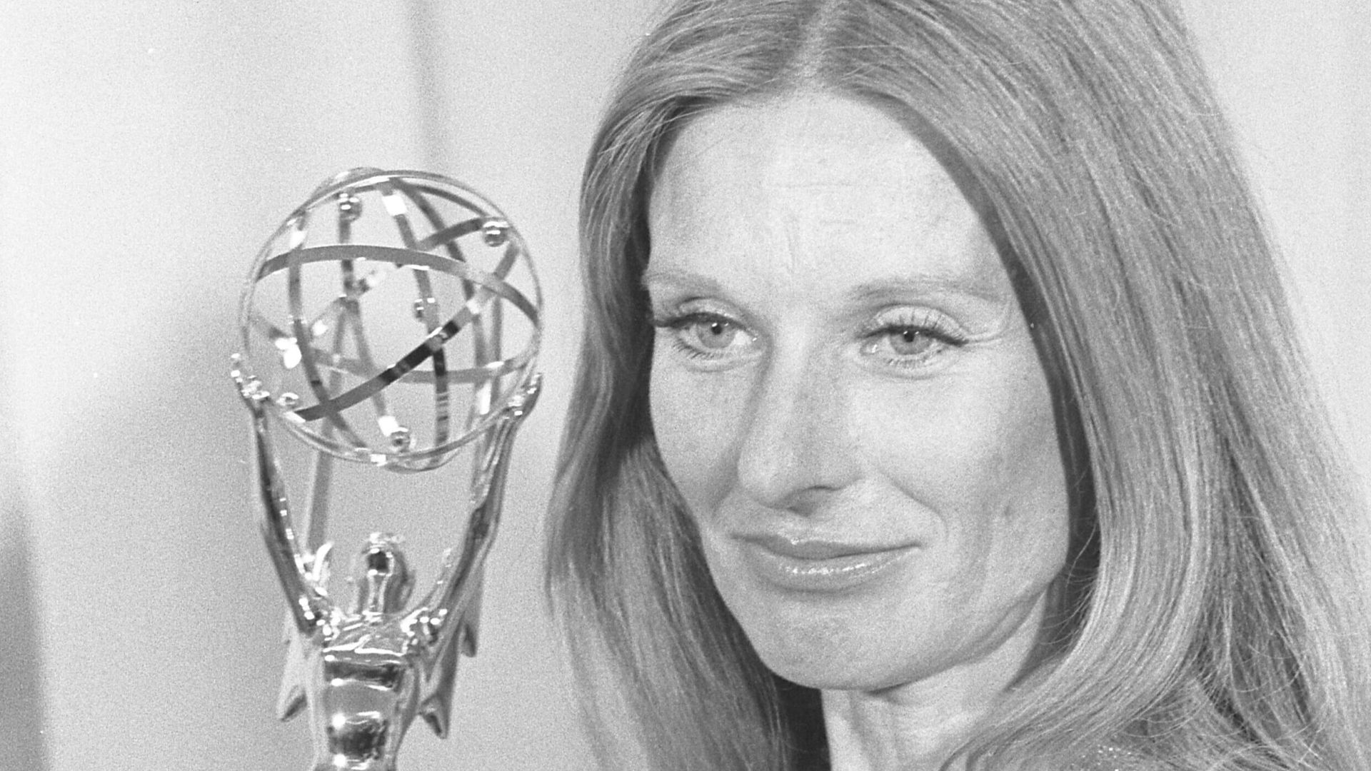 The American actress Cloris Leachman holding her Emmy at the 1973 Emmy Awards.