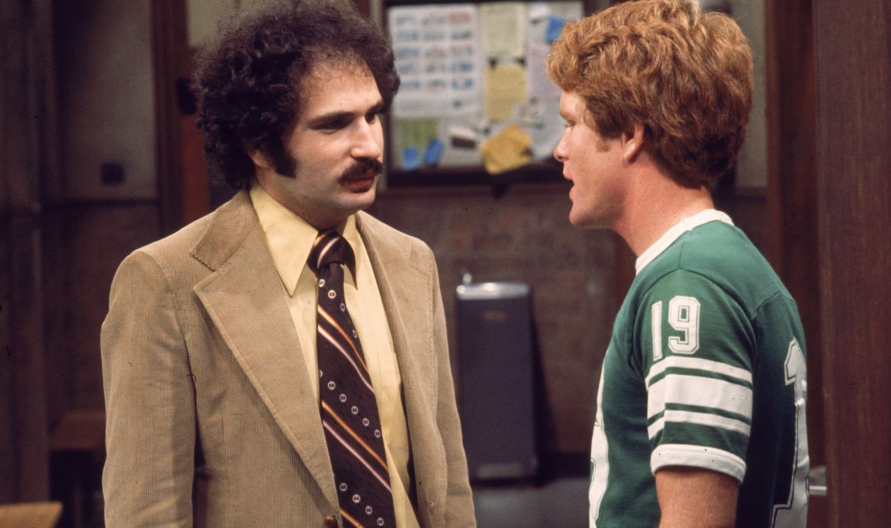 Gabe Kaplan In 'Welcome Back Kotter' American actor Gabe Kaplan speaks to an unidentified actor in a still from the television series, 'Welcome Back Kotter,' 1977. 