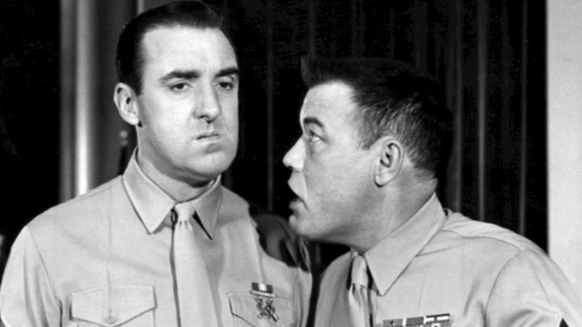 Publicity photo of Jim Nabors and Frank Sutton from the television program Gomer Pyle USMC.