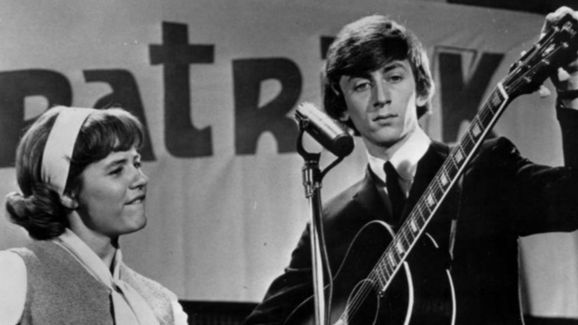 Photo of Patty Duke and Jeremy Clyde, half of the singing duo Chad and Jeremy, from The Patty Duke Show.