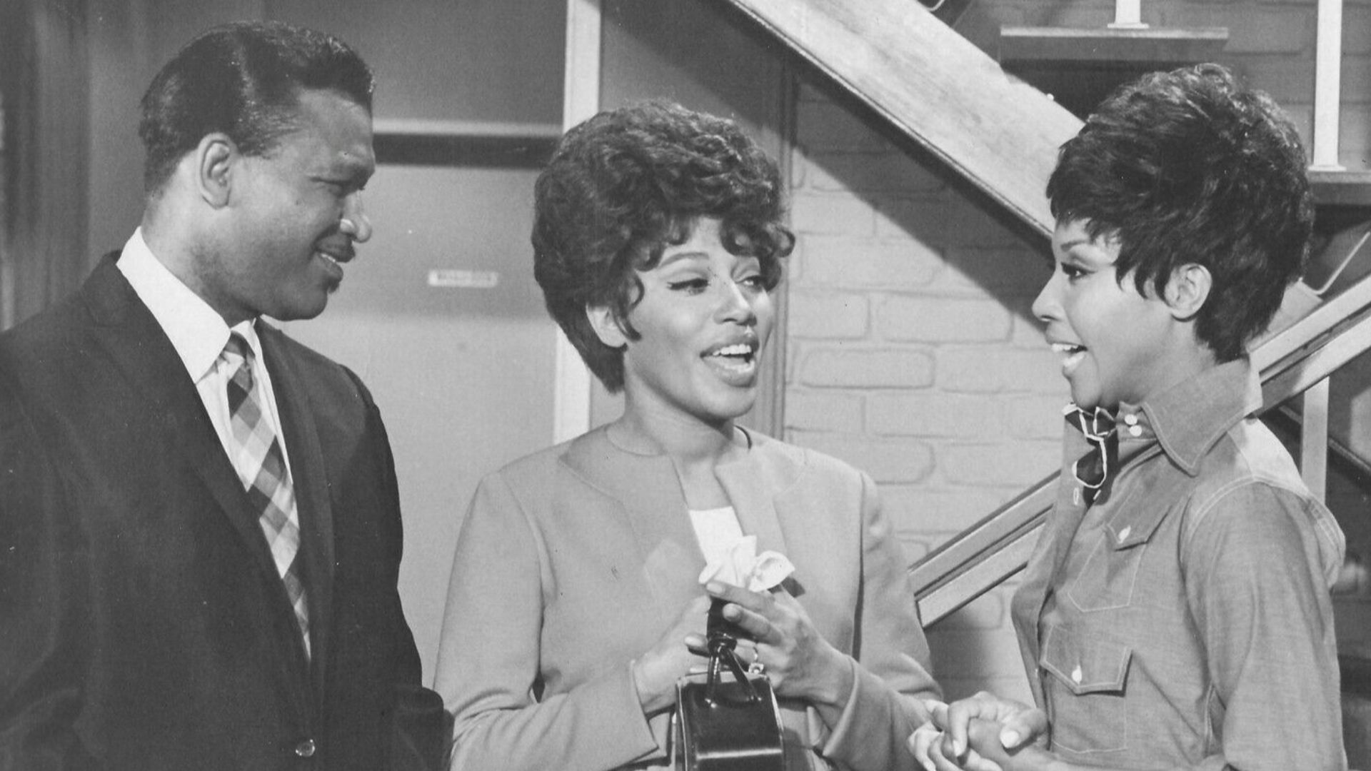 L to R: Sugar Ray Robinson,  Diana Sands, and Diahann Carroll as Julia in Julia (TV series), 1970