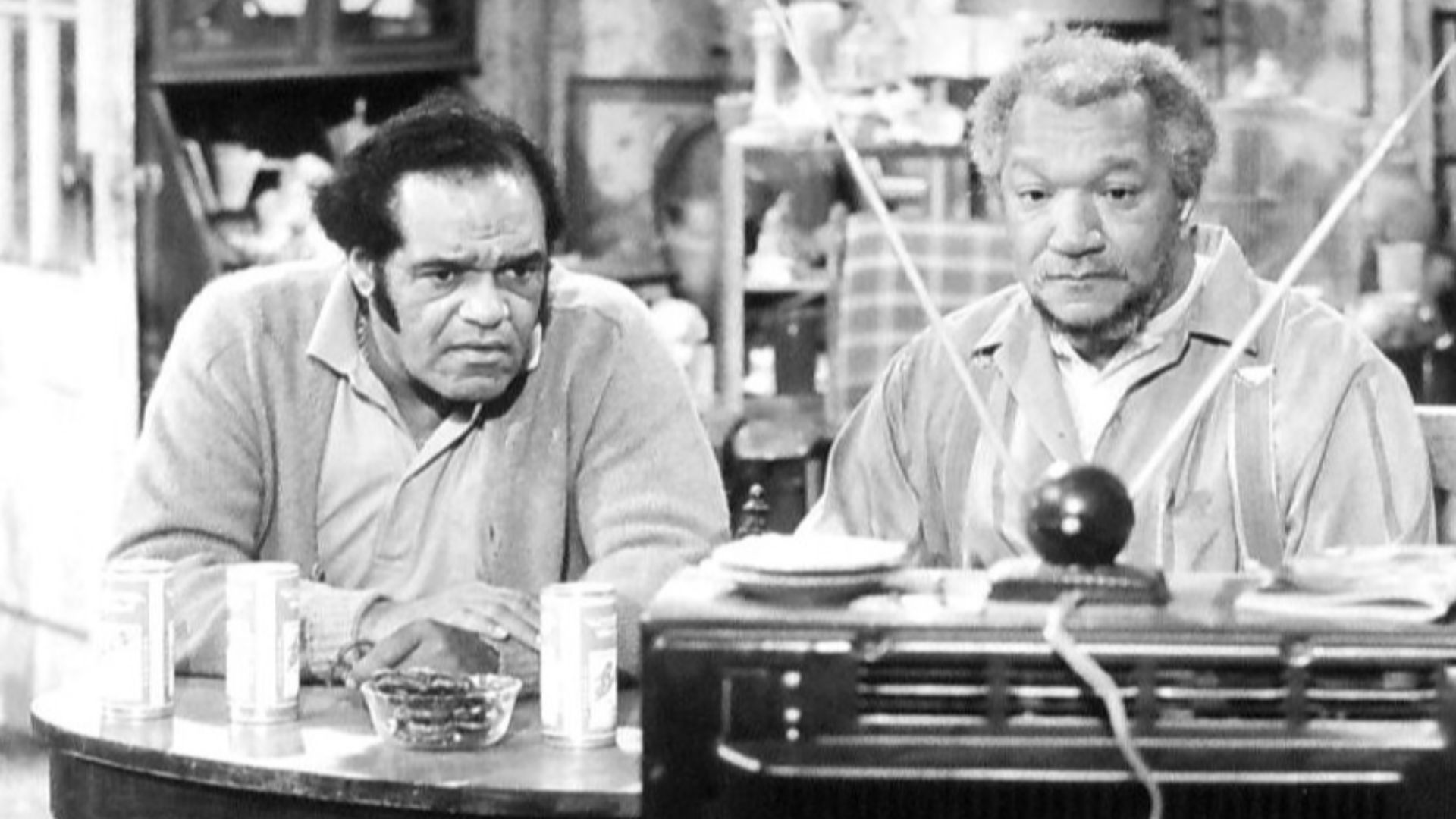 Photo of Slappy White as Melvin, Fred's friend, and Redd Foxx as Fred Sanford from the television program Sanford and Son. Years before, White and Foxx worked together as a comedy team.