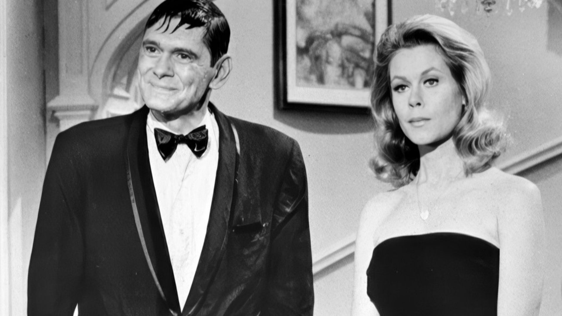 Publicity photo from Bewitched. Pictured are Darren (Dick York) and Samantha (Elizabeth Montgomery) Stephens.