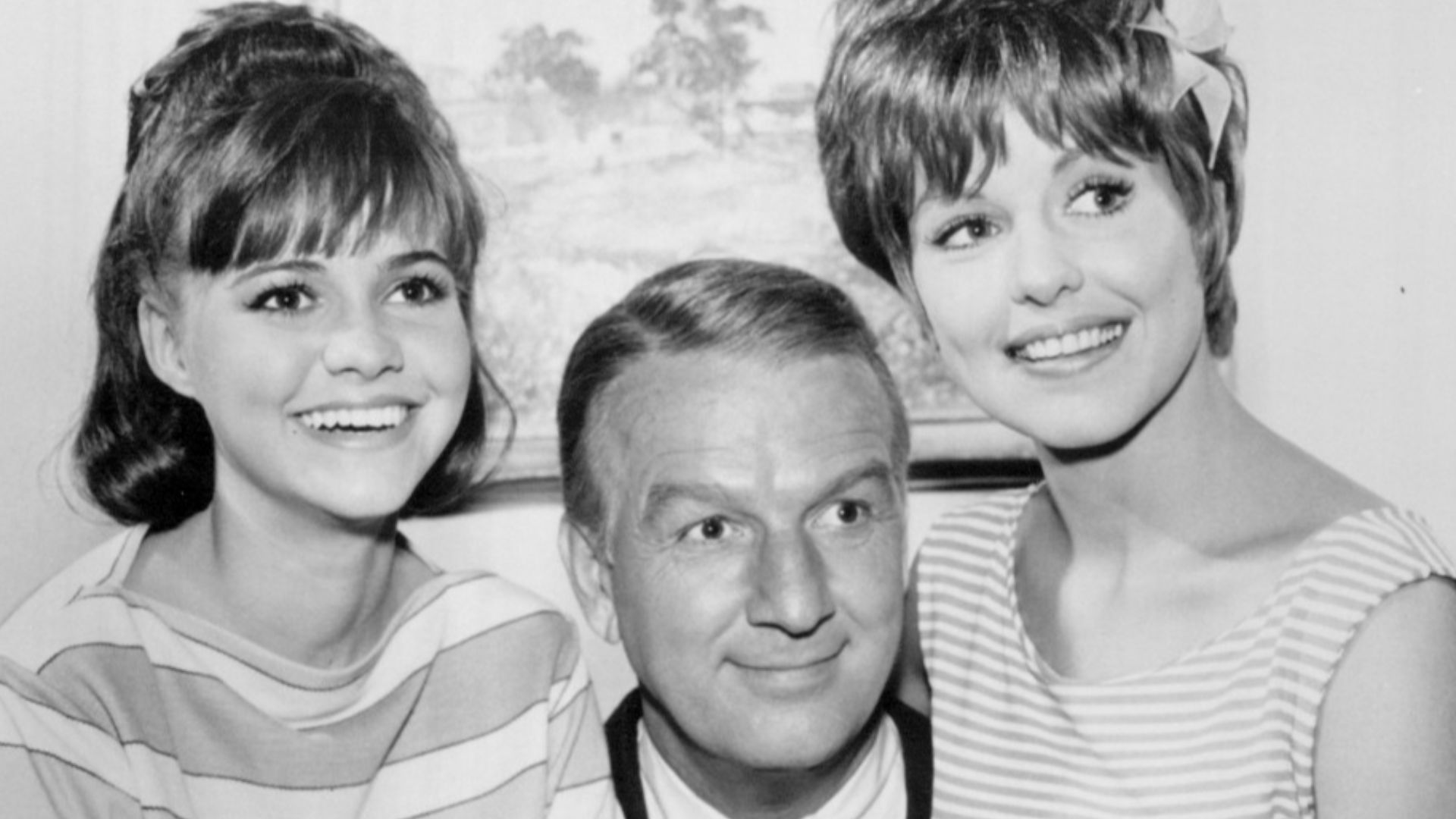 Photo of Sally Field (Gidget), Don Porter (her father, Russell Lawrence) and Betty Conner (her sister, Anne Lawrence Cooper), from the television series Gidget.