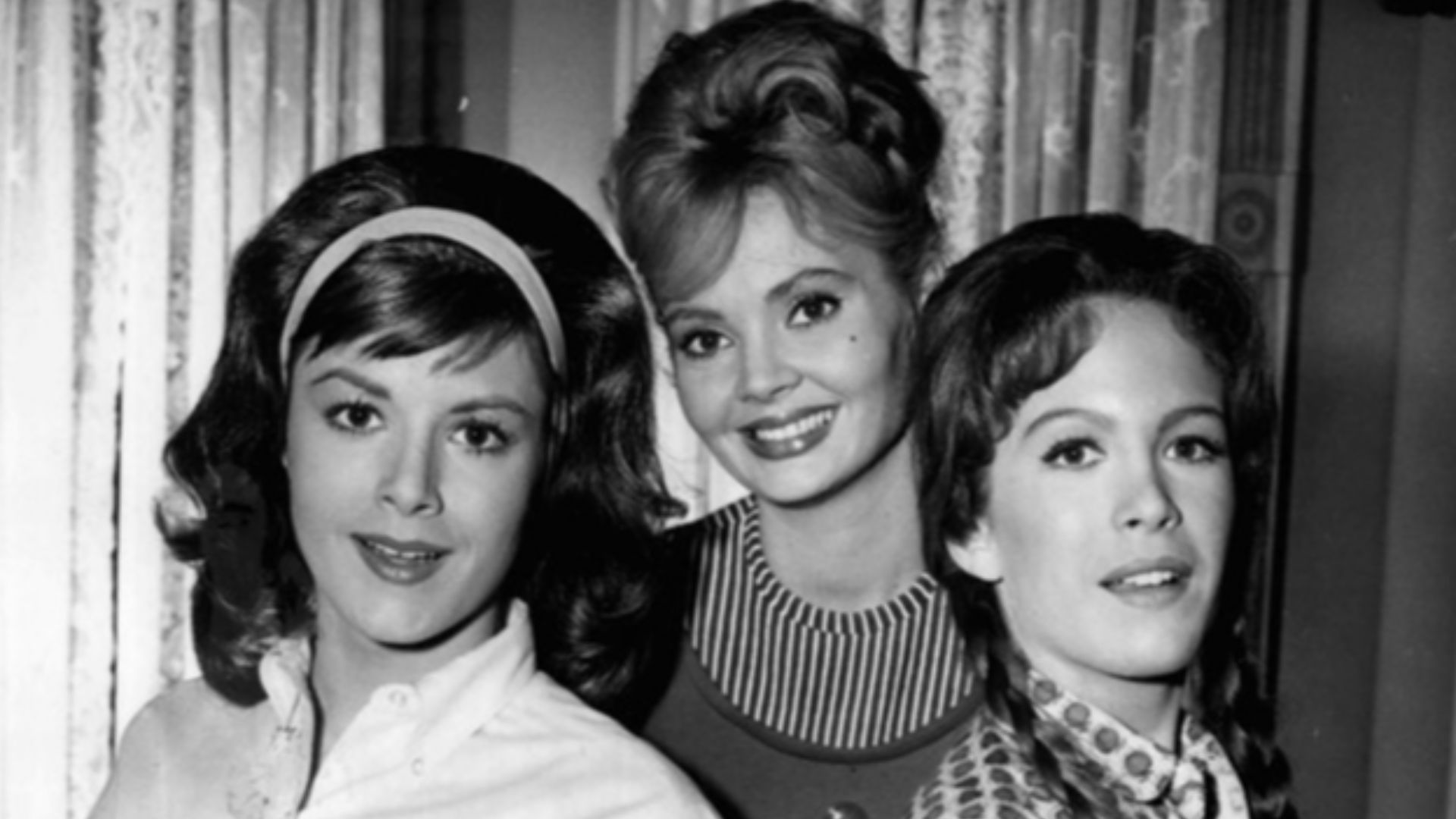 Photo of the Bradley sisters from the television series Petticoat Junction.  From left - Pat Woodell (Bobbie Jo), Jeannine Riley (Billie Jo) and Linda Kaye Henning (Betty Jo).