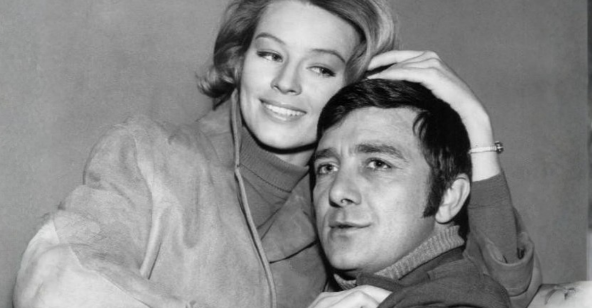 Photo of Richard Dawson as Newkirk with Ulla Stromstedt from the television program Hogan's Heroes.