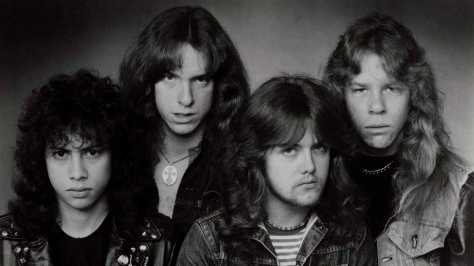 Metallica in a press photo dated to 1983. Photo is definitely pre-1989, as Metallica left Megaforce and signed to Elektra in 1984. No copyright markings on the photo and no registration could be found in the US Copyright Search Records