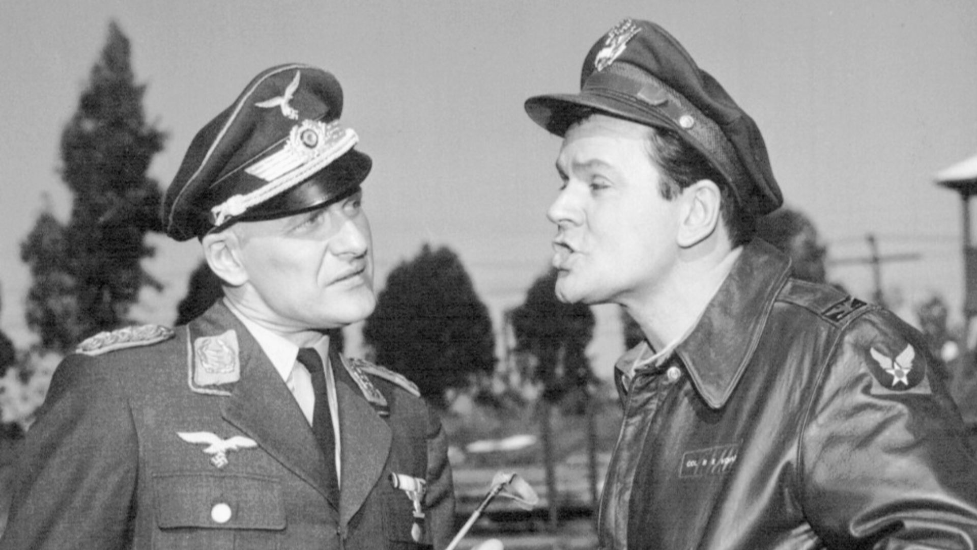Photo of Werner Klemperer as Colonel Klink and Bob Crane as Colonel Hogan from Hogan's Heroes.