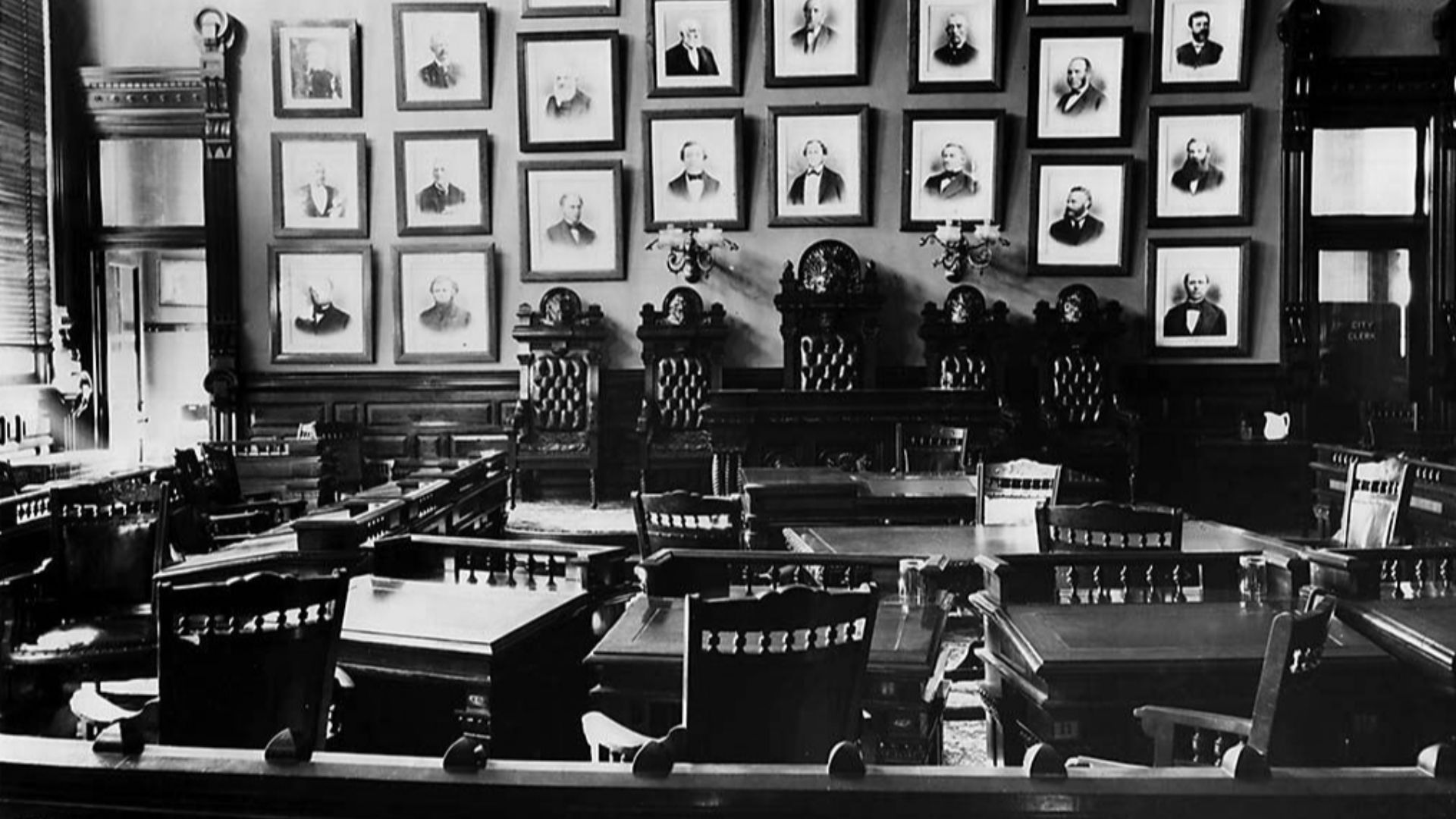 Court room in Old City Hall.  Toronto, Canada.