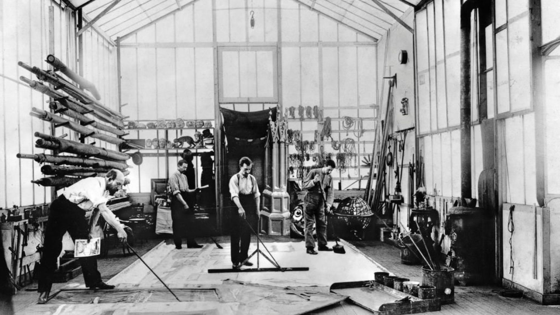 Georges Méliès (far left) in his original Star-Film studio in Montreuil
