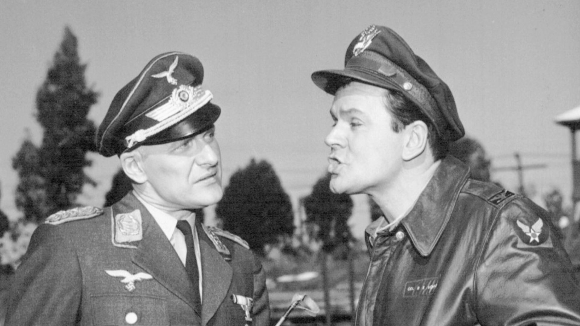 Photo of Werner Klemperer as Colonel Klink and Bob Crane as Colonel Hogan from Hogan's Heroes.