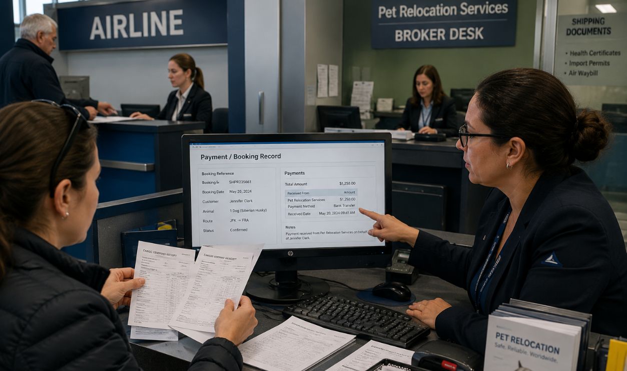 Cargo and pet relocation service desk