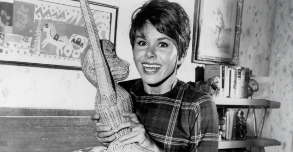 Publicity photo from Fair Exchange picturing Judy Carne as Heather Finch.
