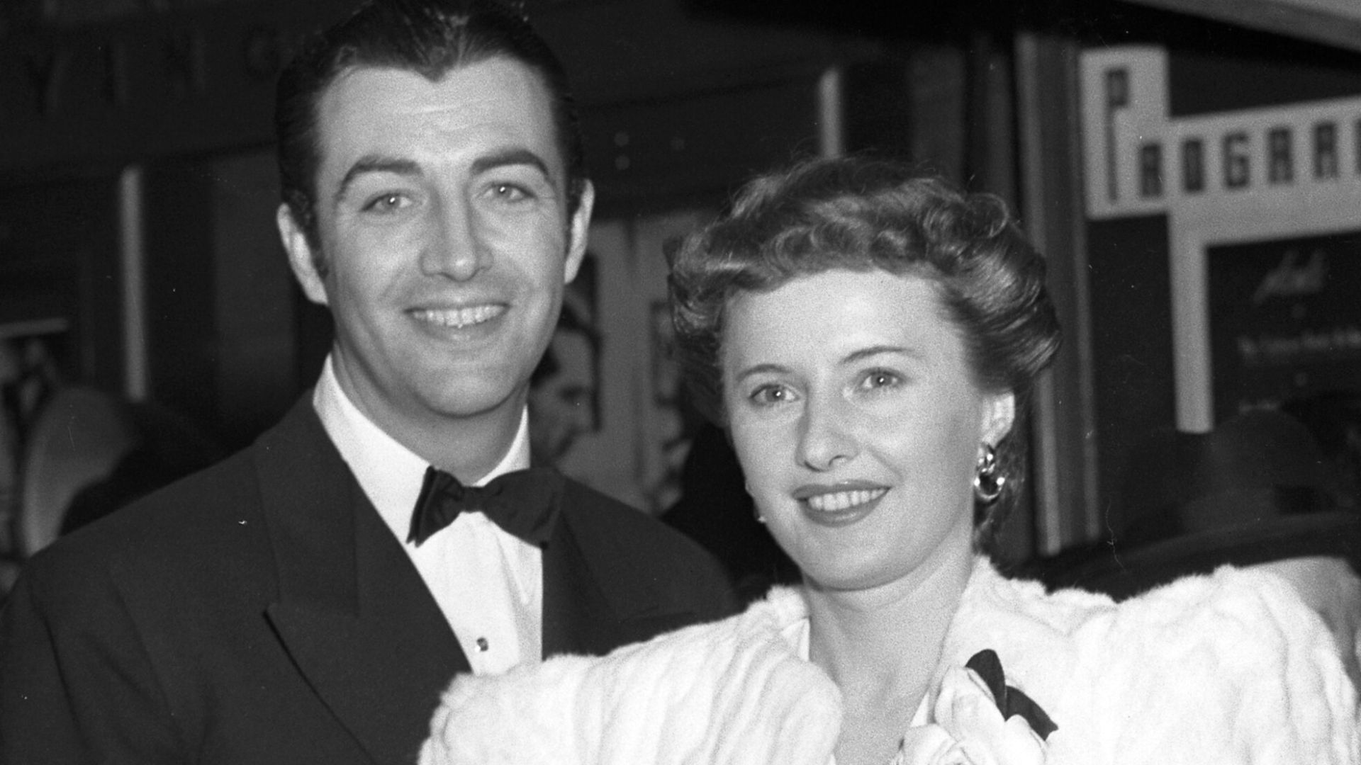 Actors Barbara Stanwyck and Robert Taylor at the film premiere of