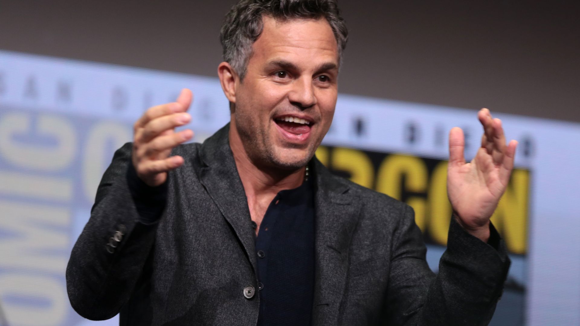 Mark Ruffalo speaking at the 2017 San Diego Comic Con International, for