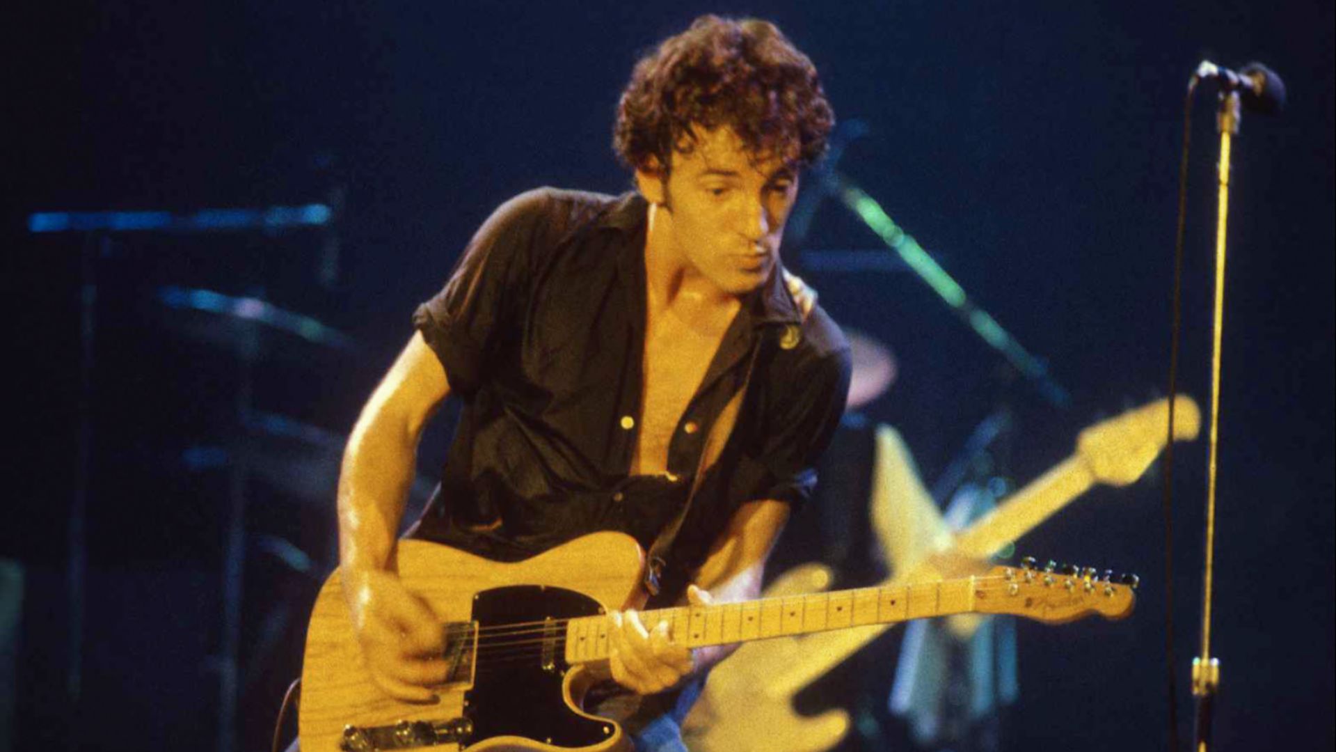 American rock musician Bruce Springsteen performing at the New Haven Coliseum in 	New Haven, Connecticut circa 1977-1978