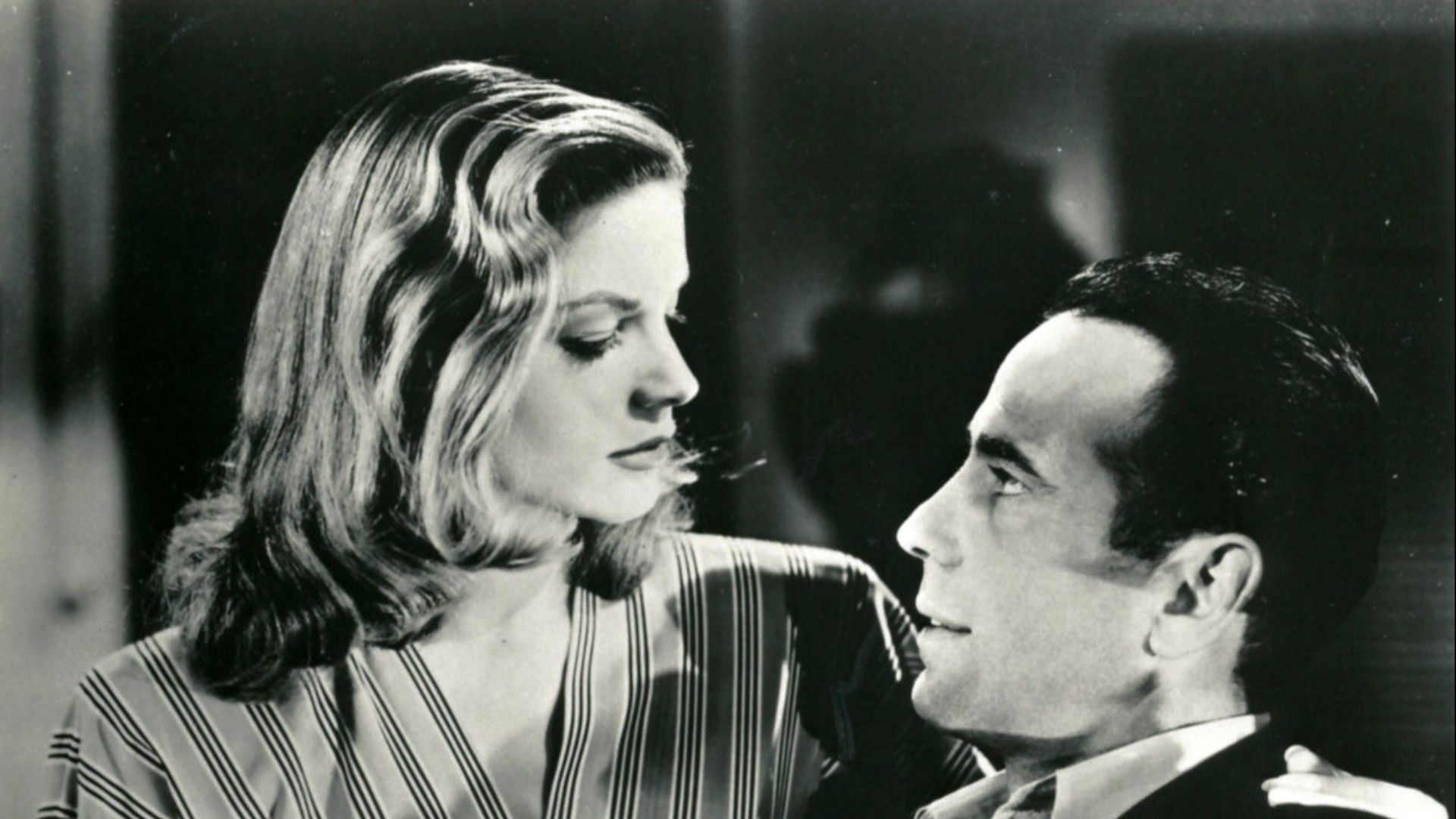 Photo of Lauren Bacall and Humphrey Bogart in a scene from the film To Have and Have Not.